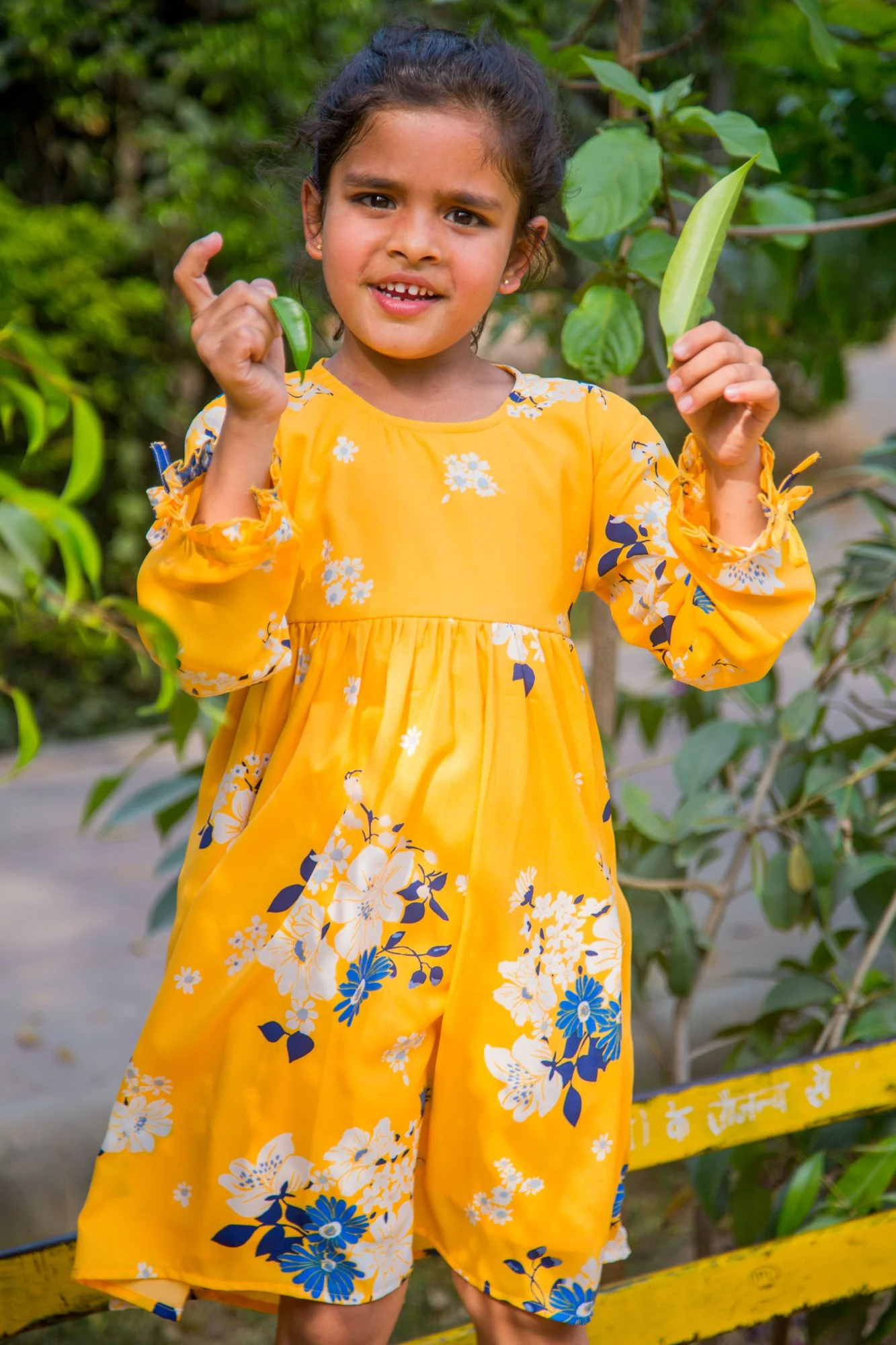 Hello Yellow Back Tie Crepe Dress (1 yr to 8 years) - Chenance