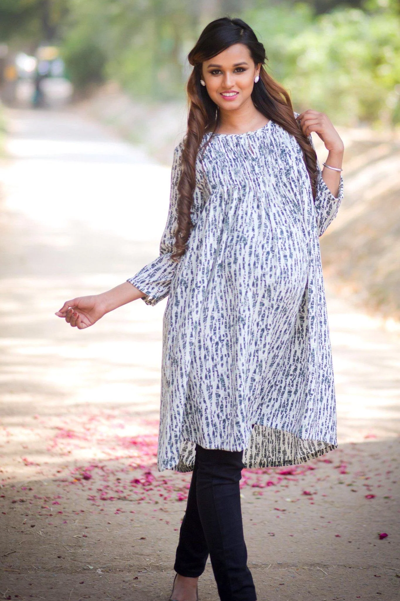 Momzjoy Serene Green Print Maternity Kurta - Chenance