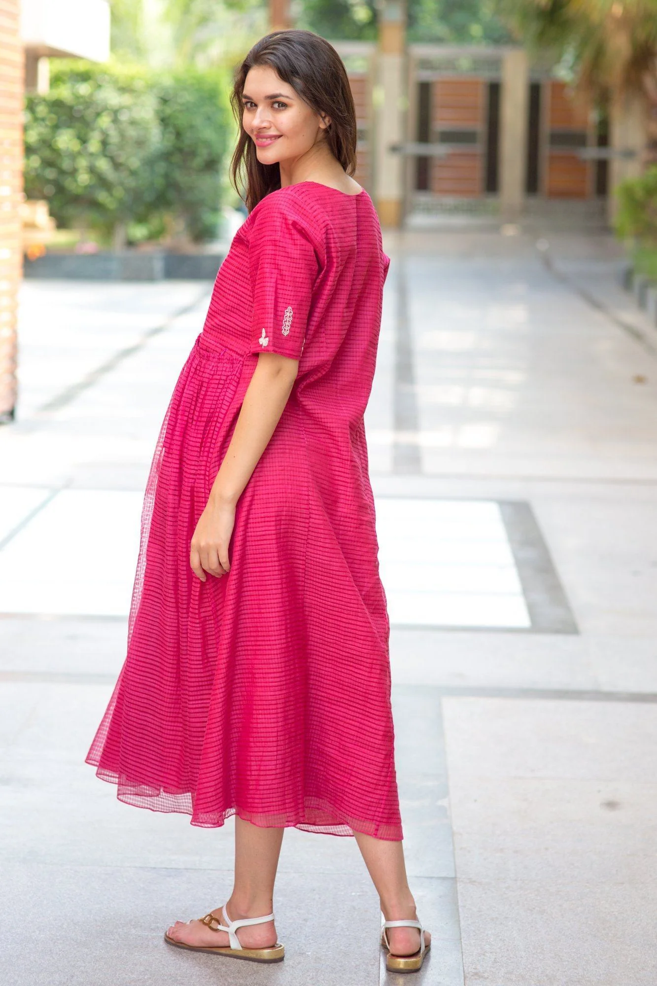 Premium Pink Bead Maternity Dress - Chenance