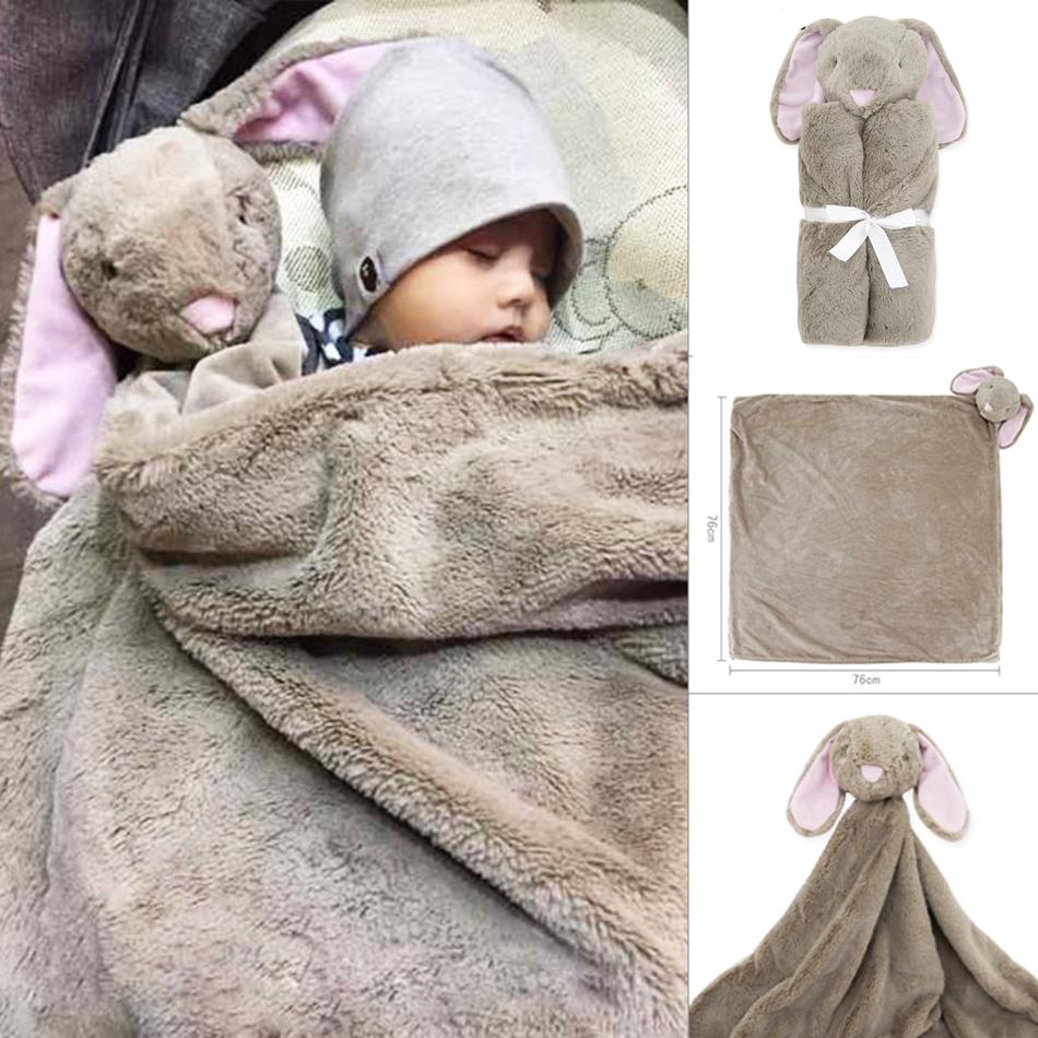 Warm Coral Fleece Brown Bunny Baby Blanket - Chenance
