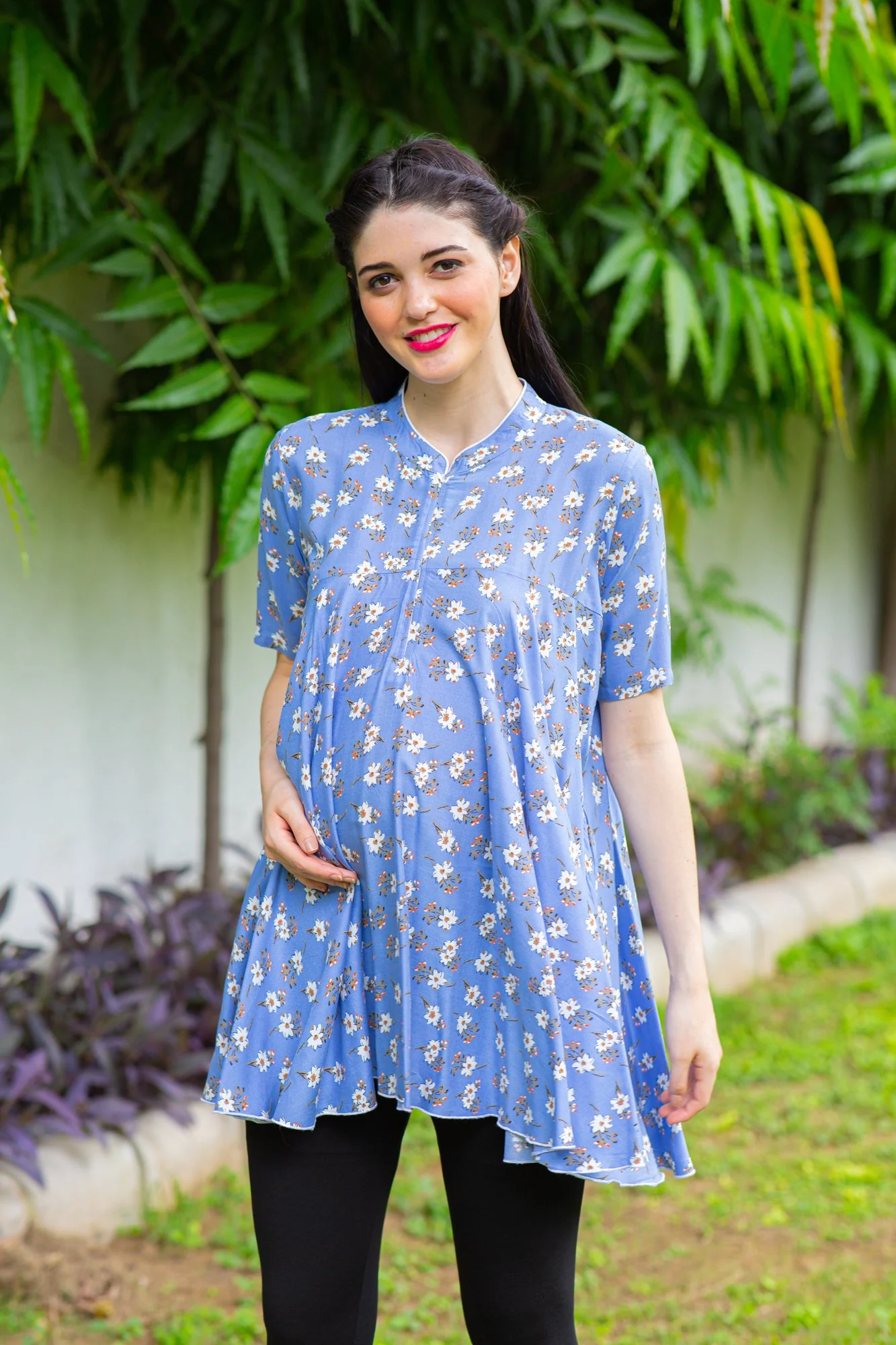 Calming Blue Maternity & Nursing Flair Top - Chenance