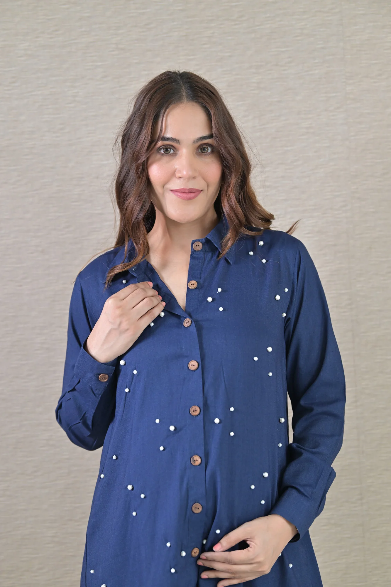 Embellished Denim Maternity & Nursing Top (100% Cotton) - Chenance