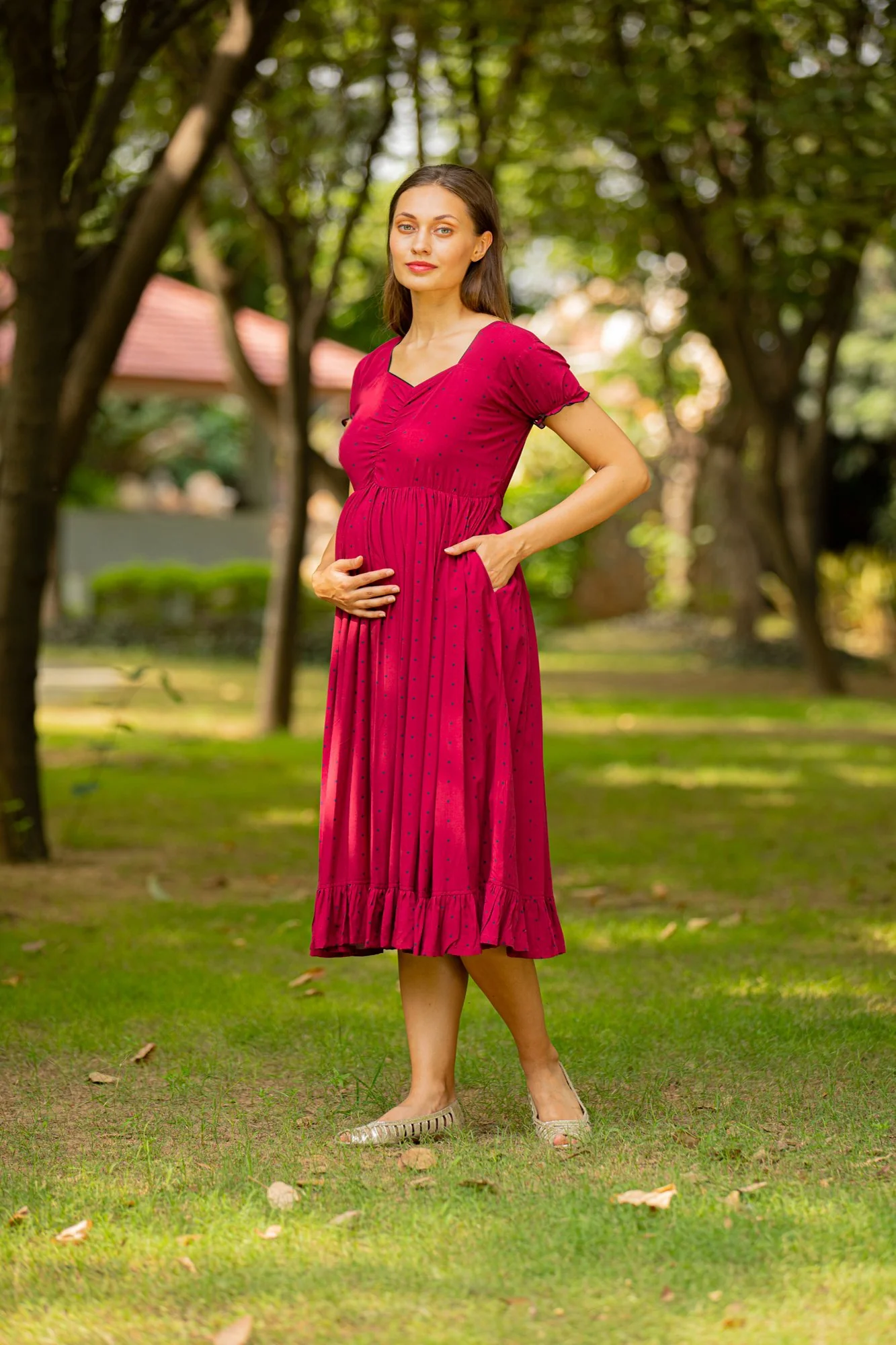Rosy Sprinkle Maternity Dress - Chenance