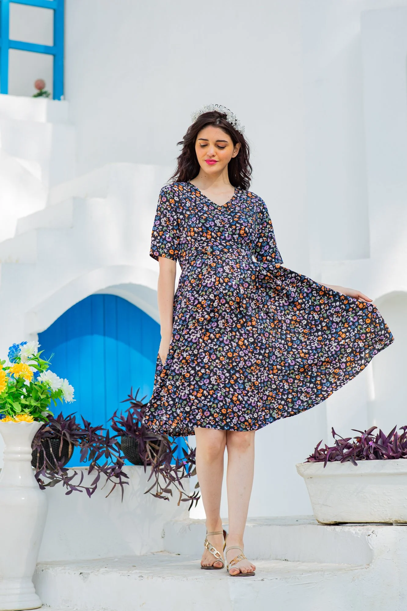 Yale Floral Maternity & Nursing Dress - Chenance