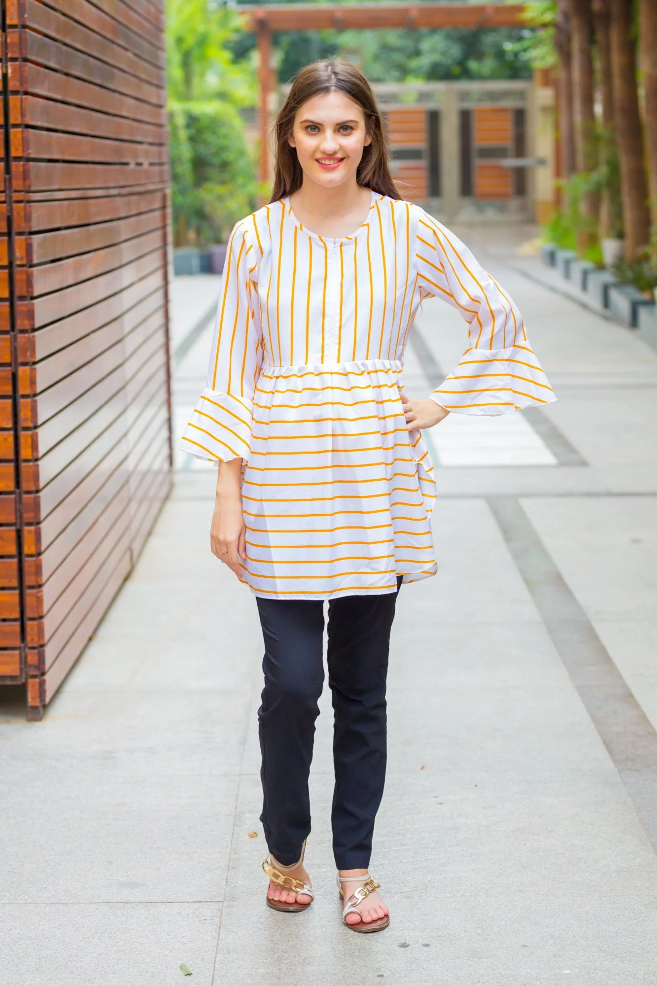 Pristine Yellow Striped Nursing Top - Chenance