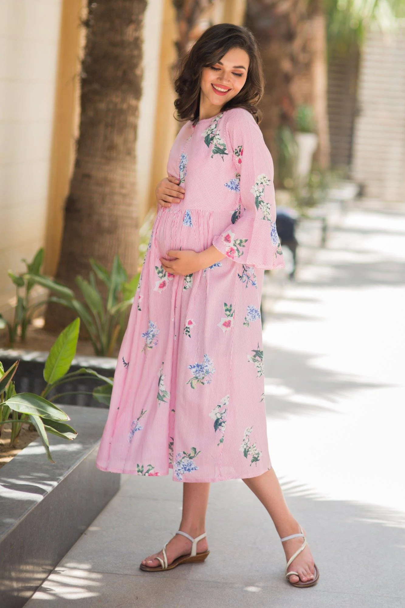 Scarlet Striped Boho Maternity & Nursing Dress - Chenance