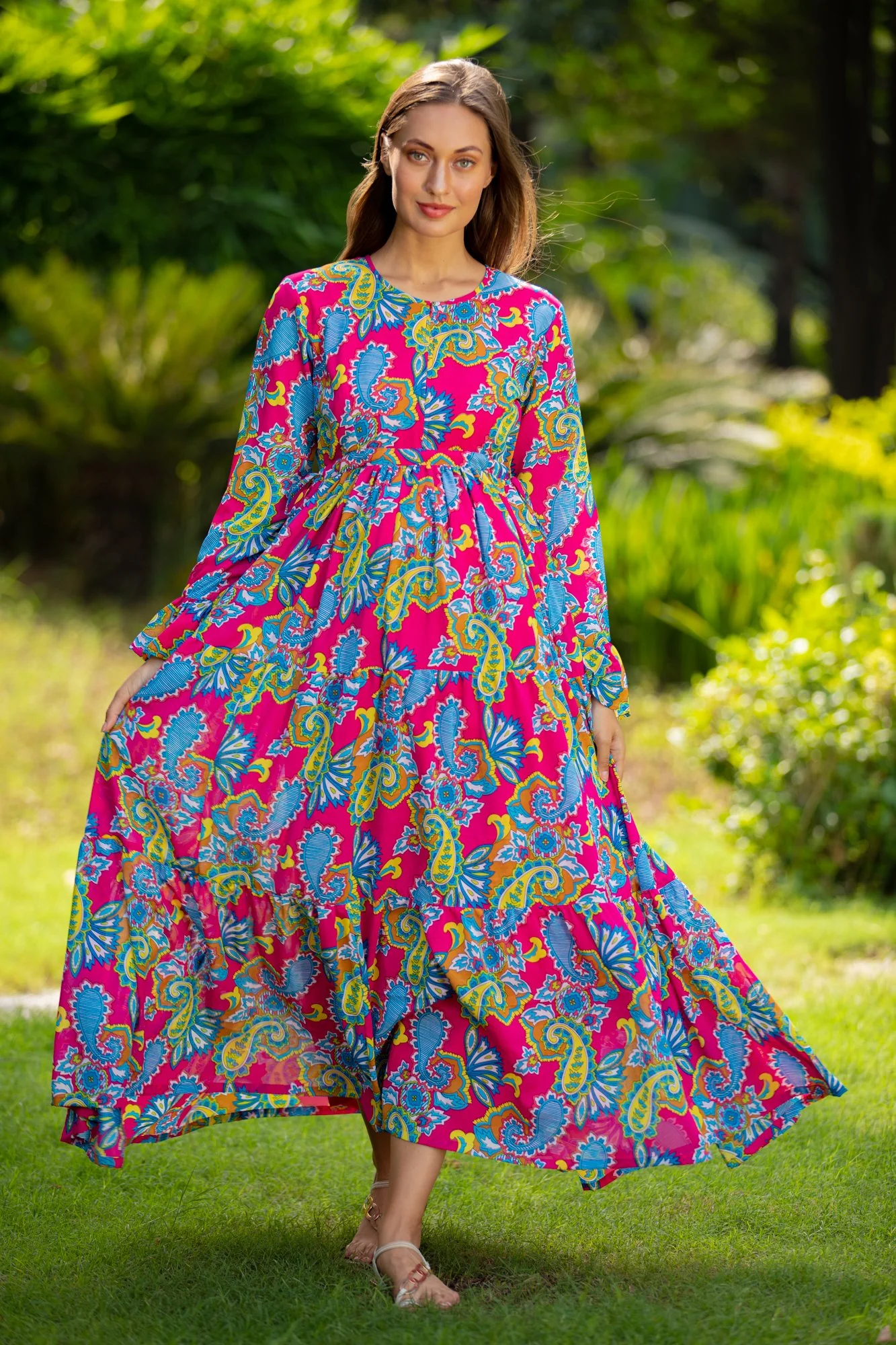 Rosy Paisley Floral Maternity & Nursing Layer Dress - Chenance