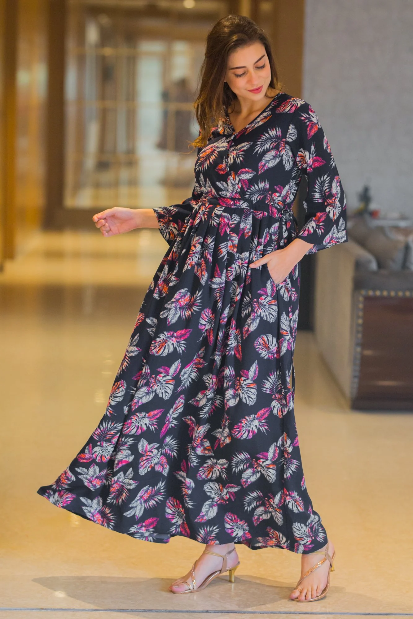 Breezy Leafy Maternity & Nursing Dress - Chenance