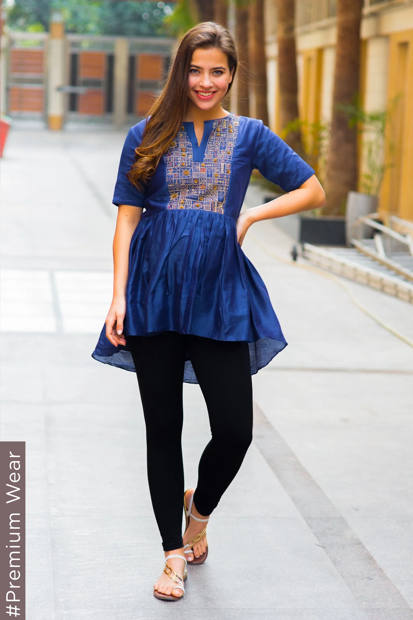 Premium Blue Embroidered Nursing Top - Chenance