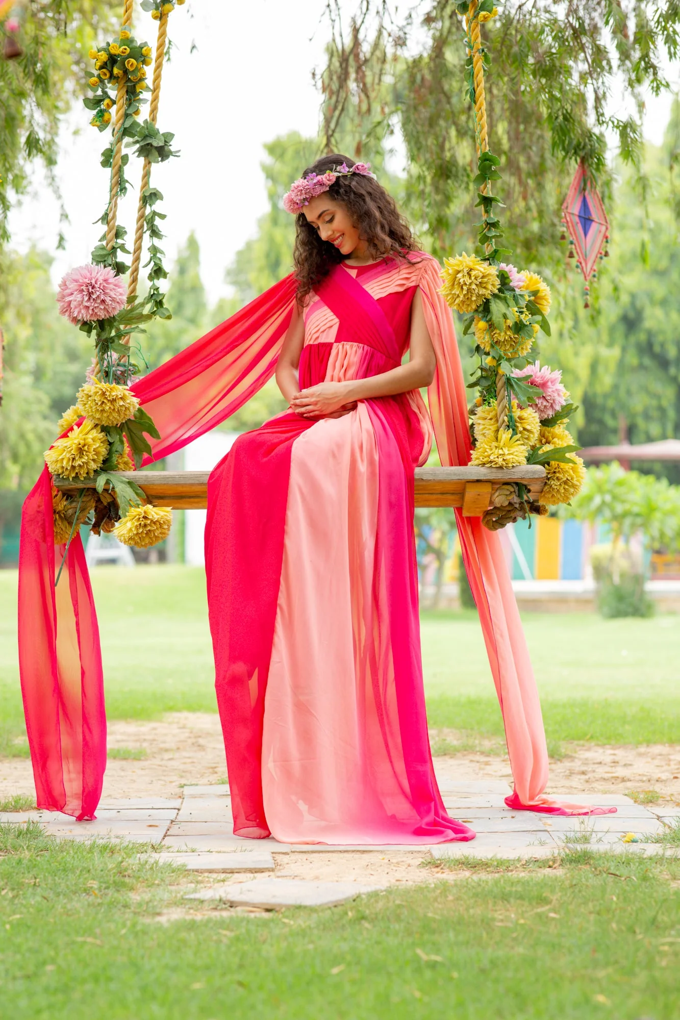 Luxe Raspberry Maternity Trail Photoshoot Gown - Chenance