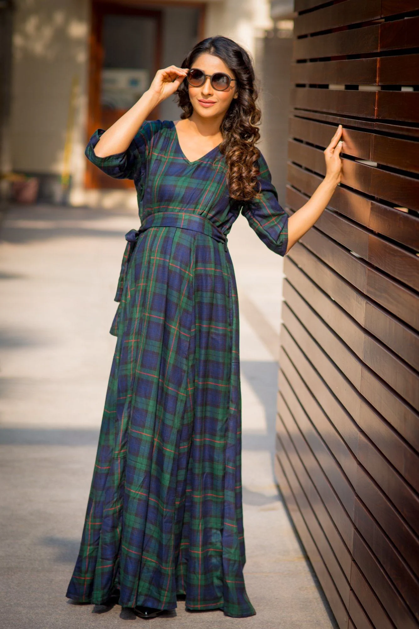 Nautical Deep Green Plaid Maternity & Nursing Maxi Dress - Chenance