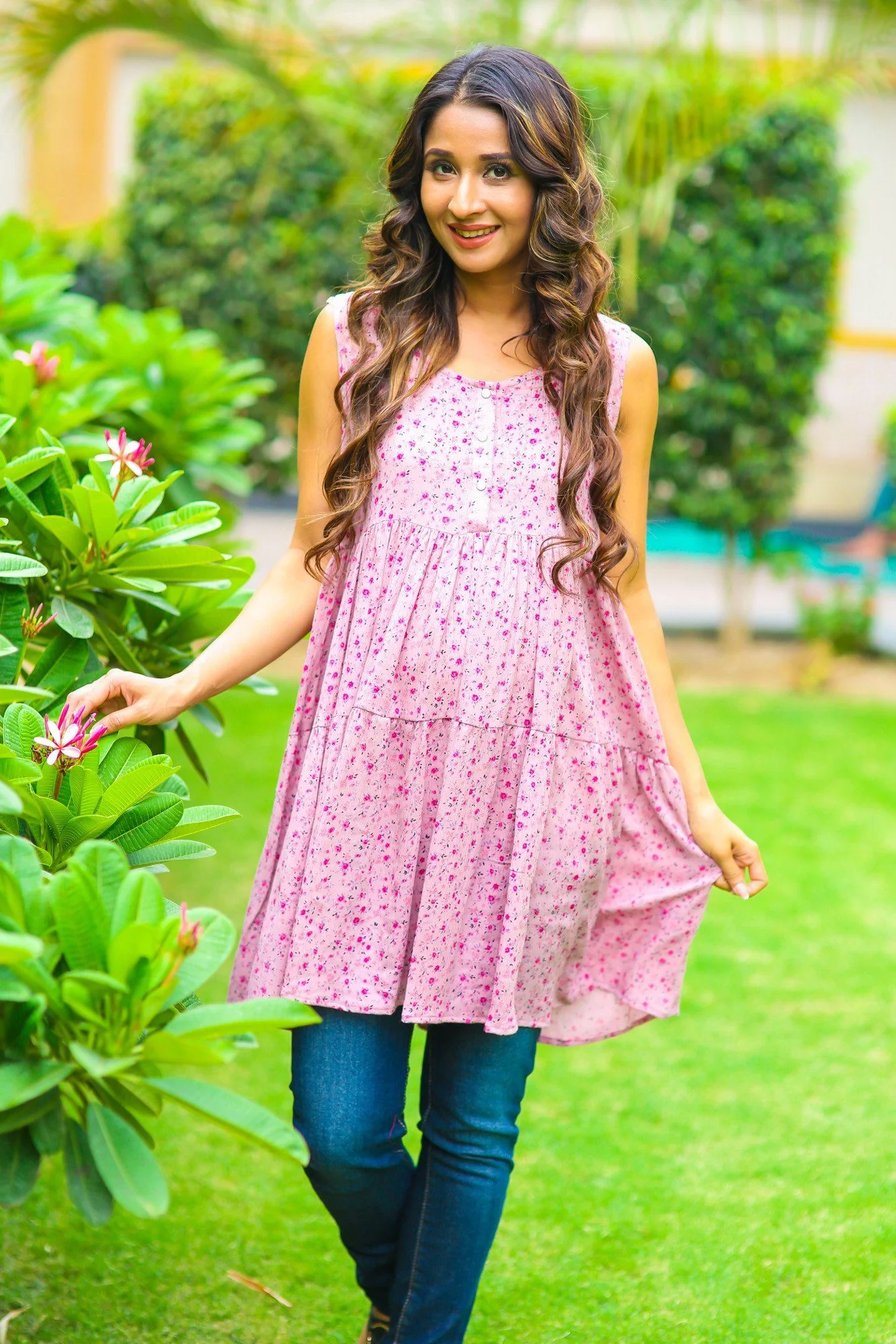 Soft Pink Layered Maternity & Nursing Top - Chenance