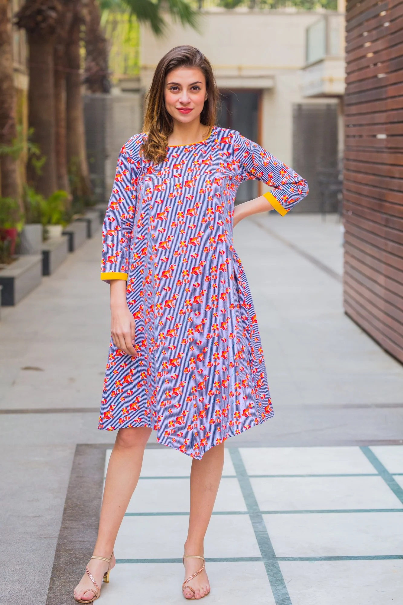 Forest Leafy Maternity & Nursing Horizontal Zip Dress - Chenance