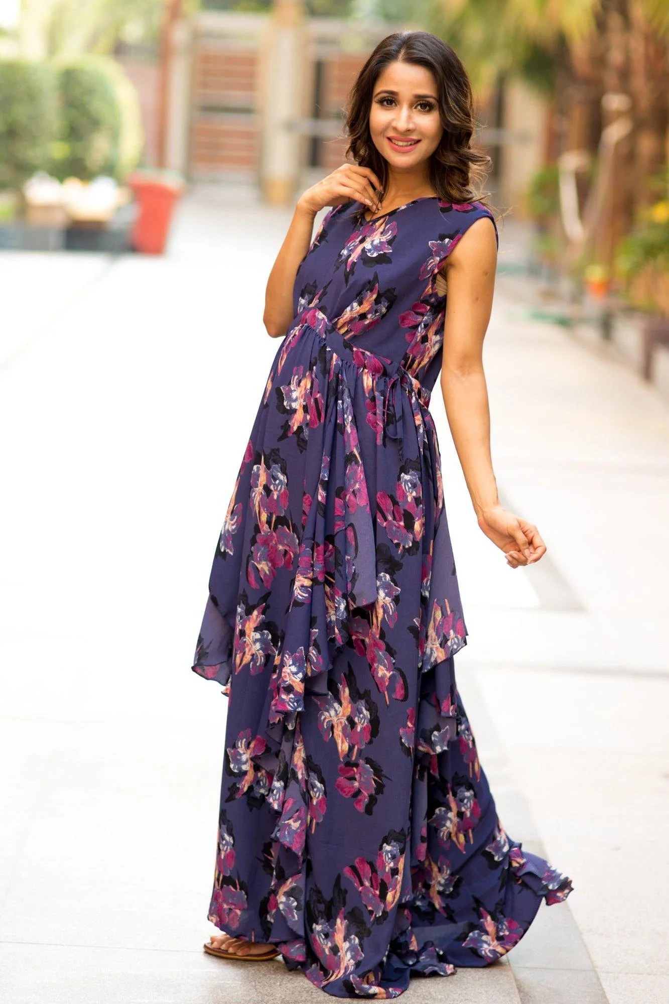 Luxe Violet Floral Moss Maternity Dress - Chenance