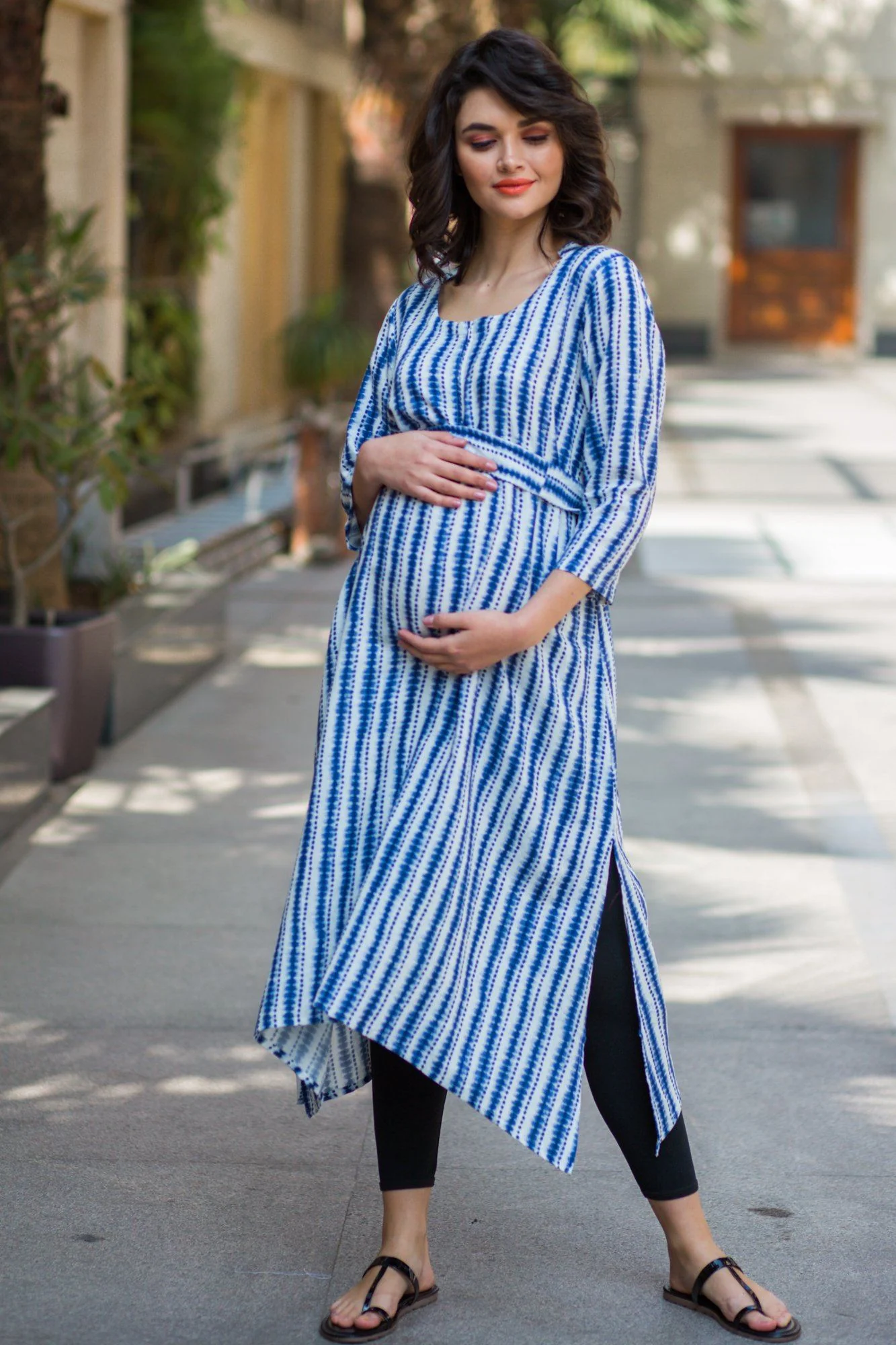 Symmetrical Aqua Maternity & Nursing Kurta - Chenance