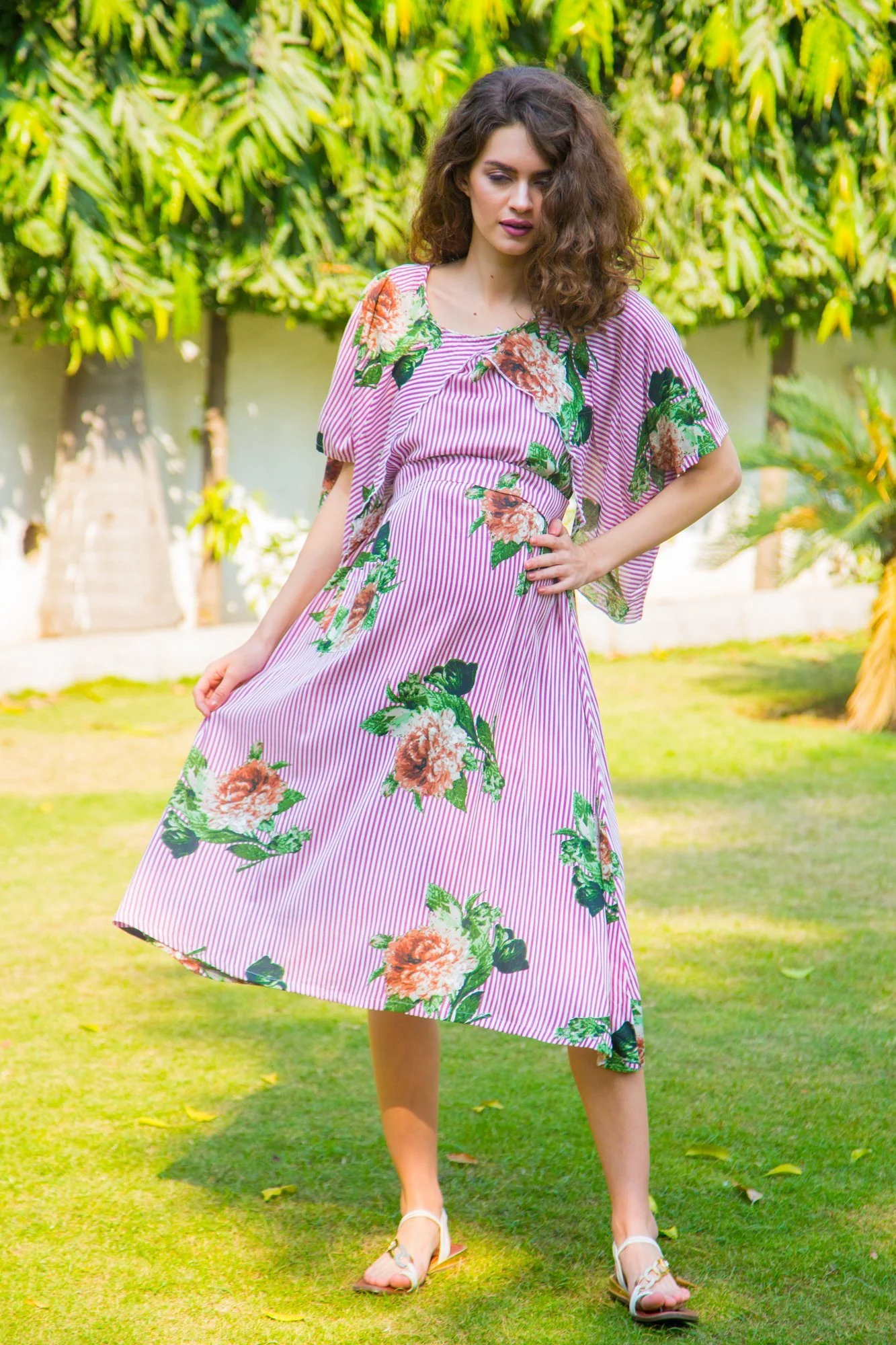 Arctic Rose Maternity & Nursing Flap Dress - Chenance