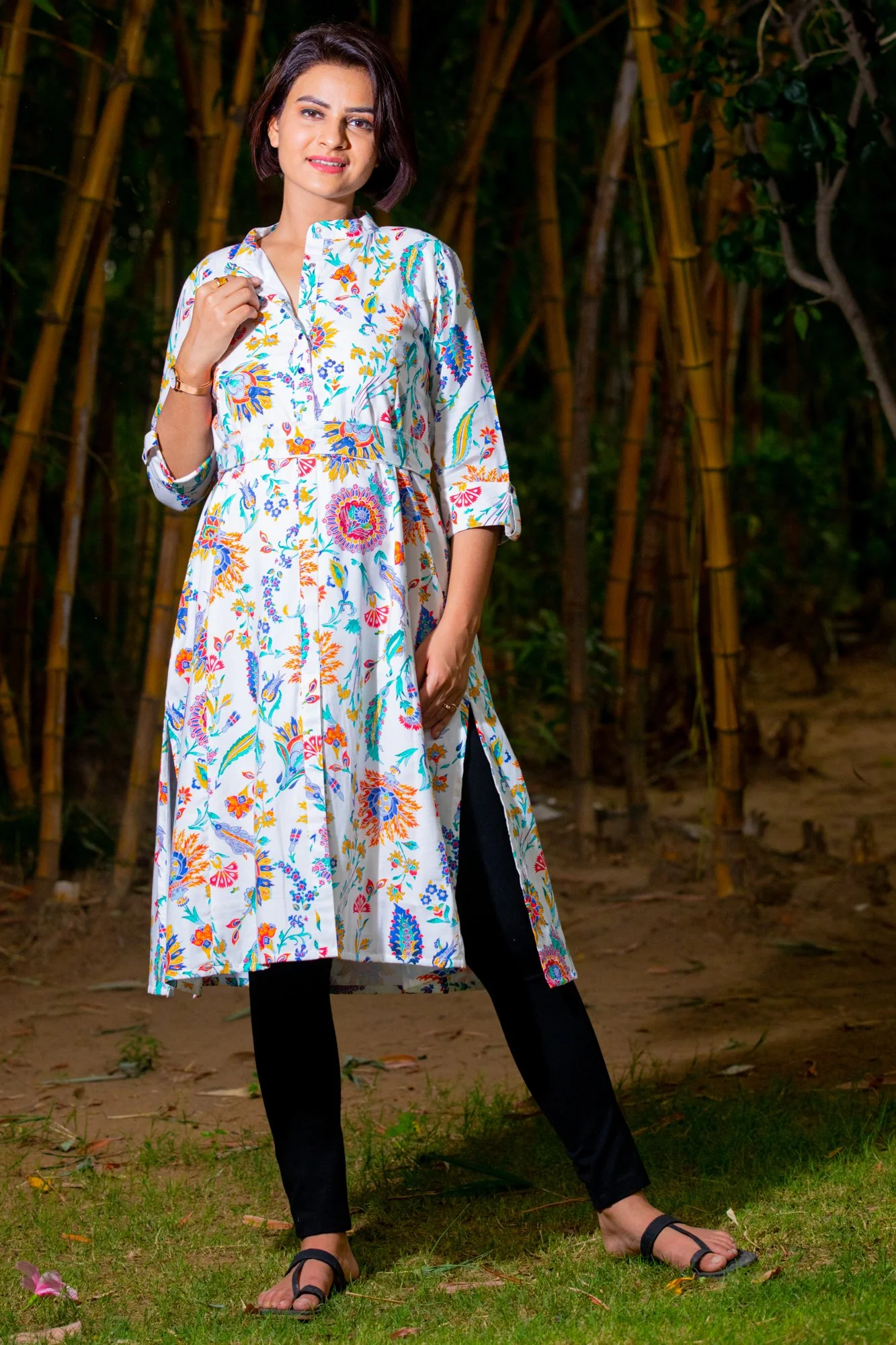 Coconut Floral Maternity & Nursing Kurta - Chenance