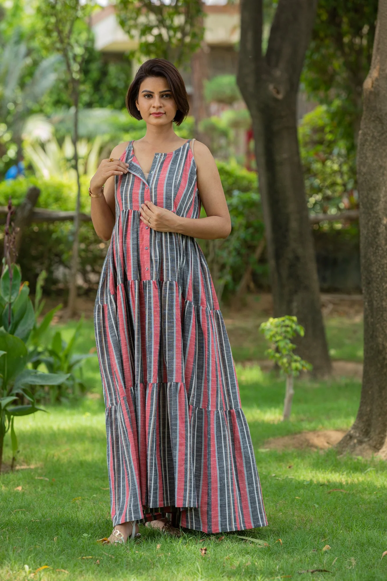 Boho Striped Maternity & Nursing Layer Dress - Chenance