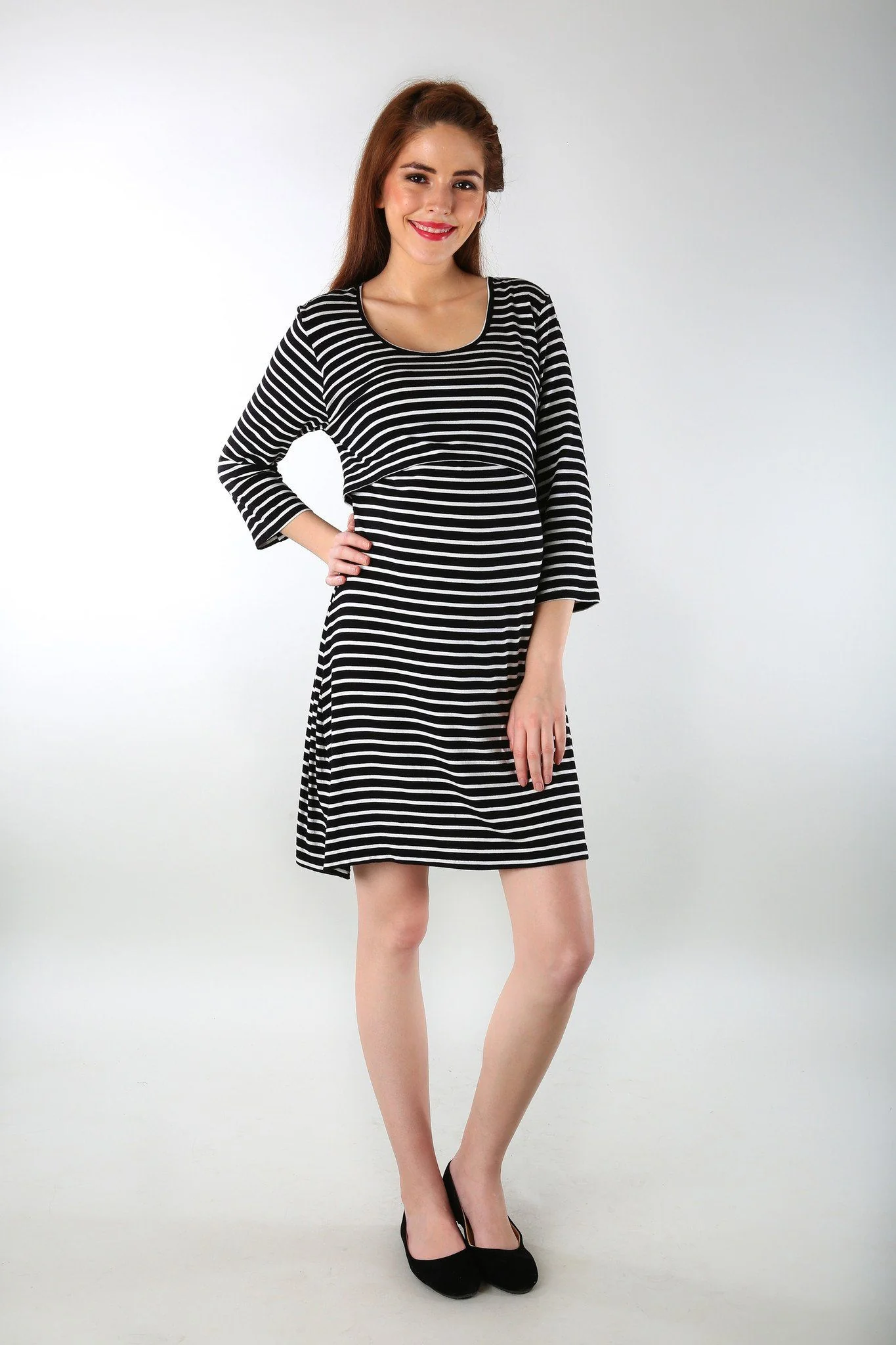 Classic Striped Maternity & Nursing Dress - Chenance