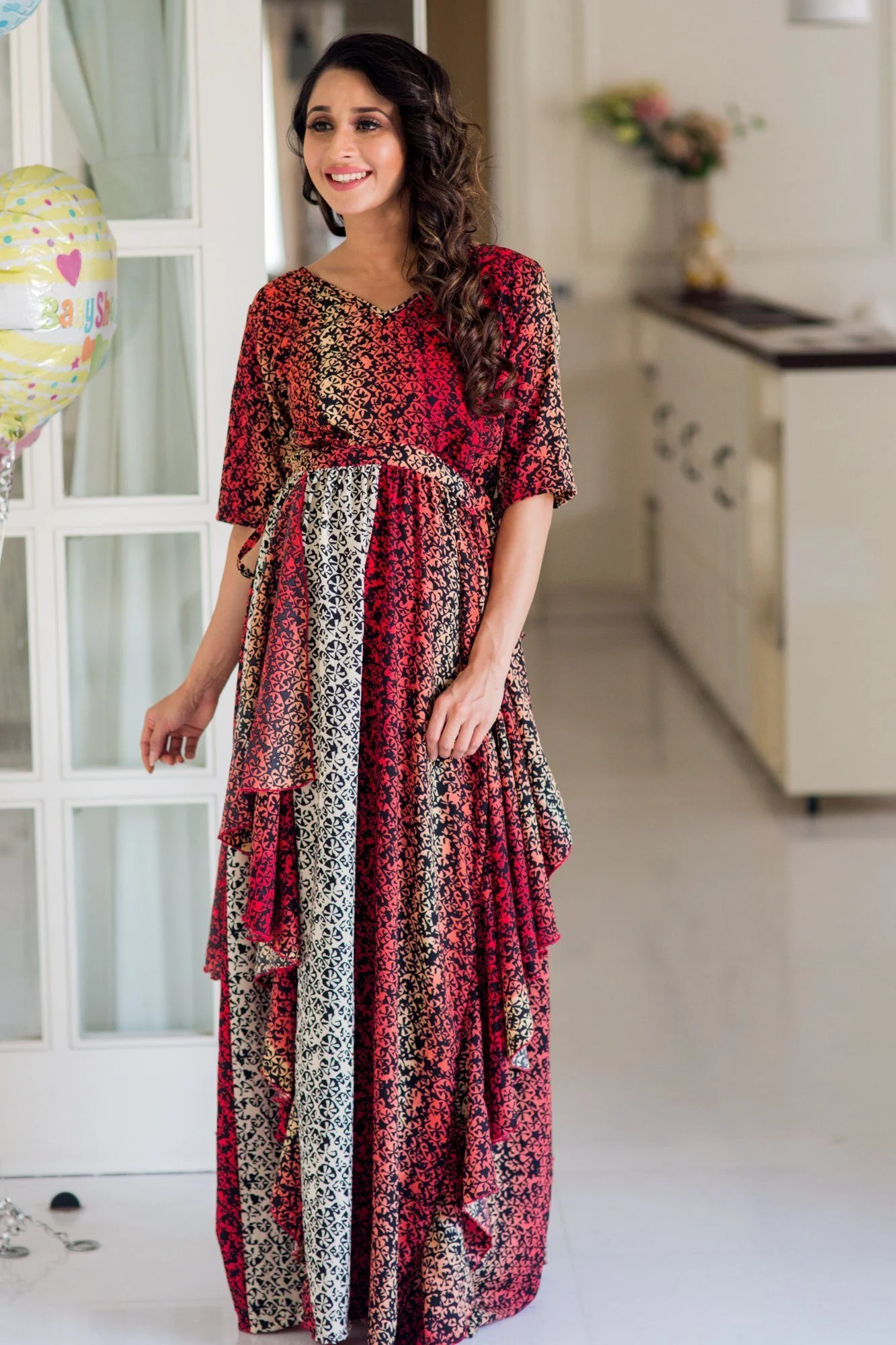 Luxe Sunset Ombre Cascading Maternity Dress - Chenance