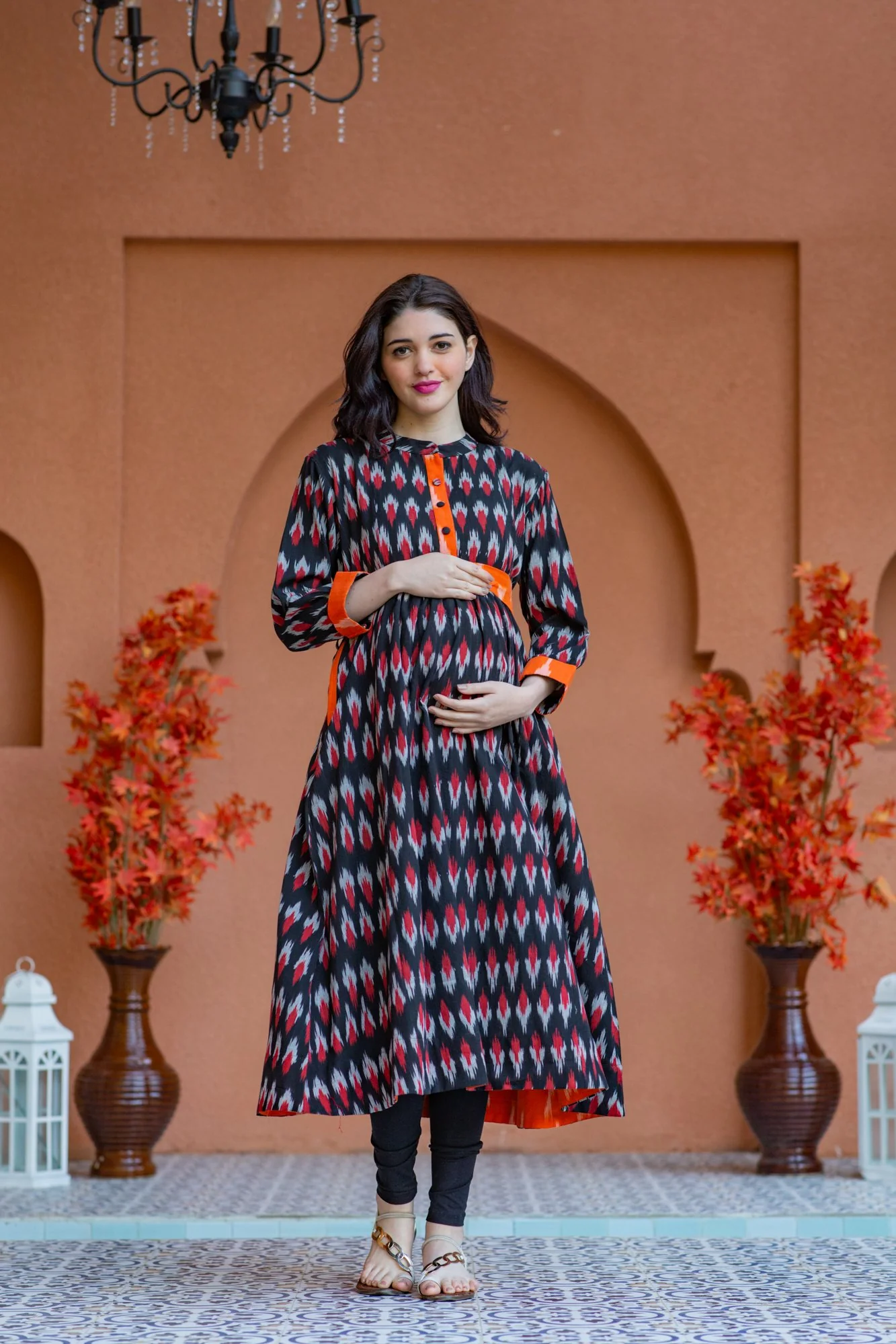 Zig-Zag Ikat Pocket Maternity & Nursing Kurta - Chenance