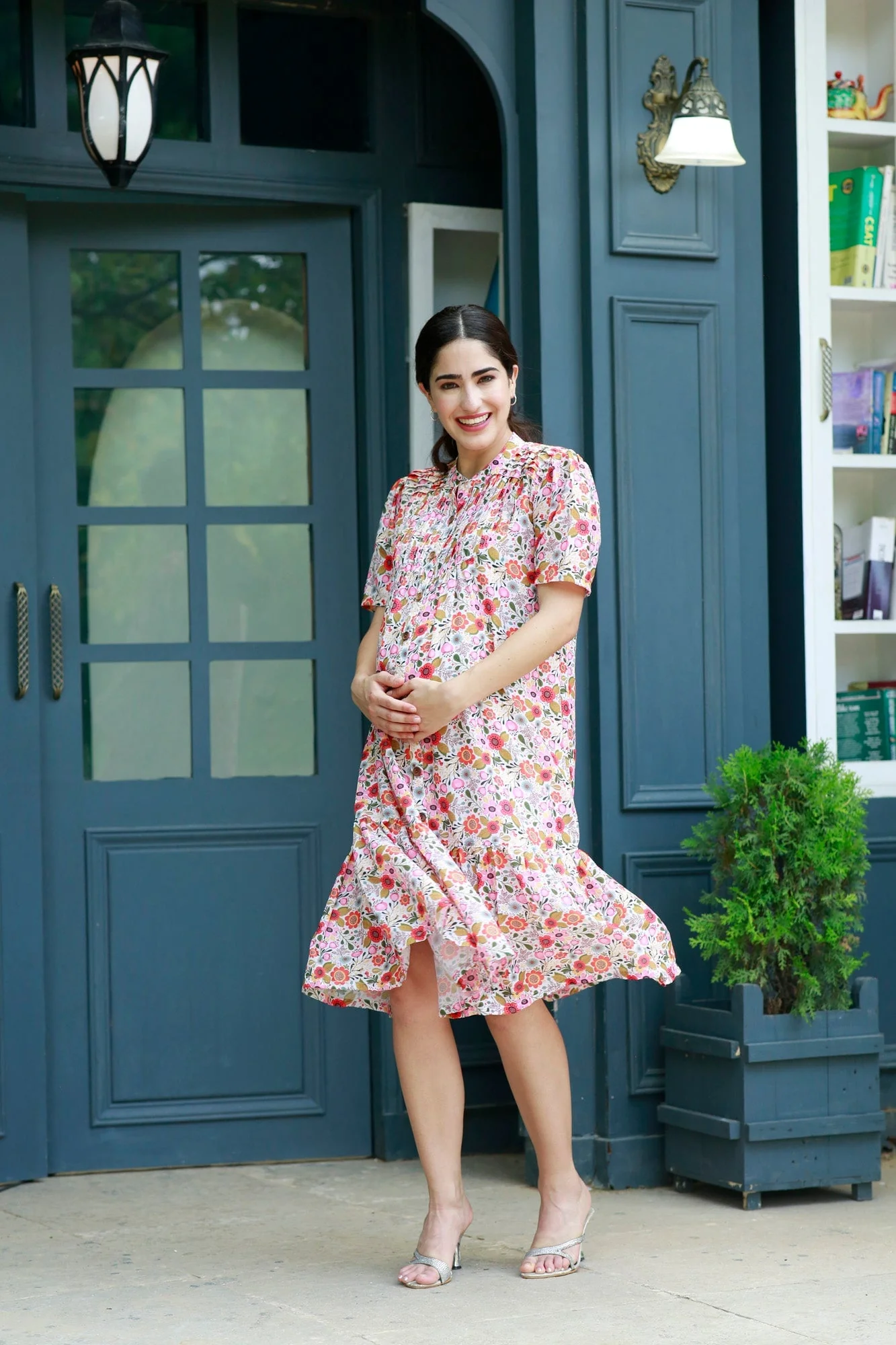 Quirky Amber Floral Punch Maternity & Nursing Dress - Chenance