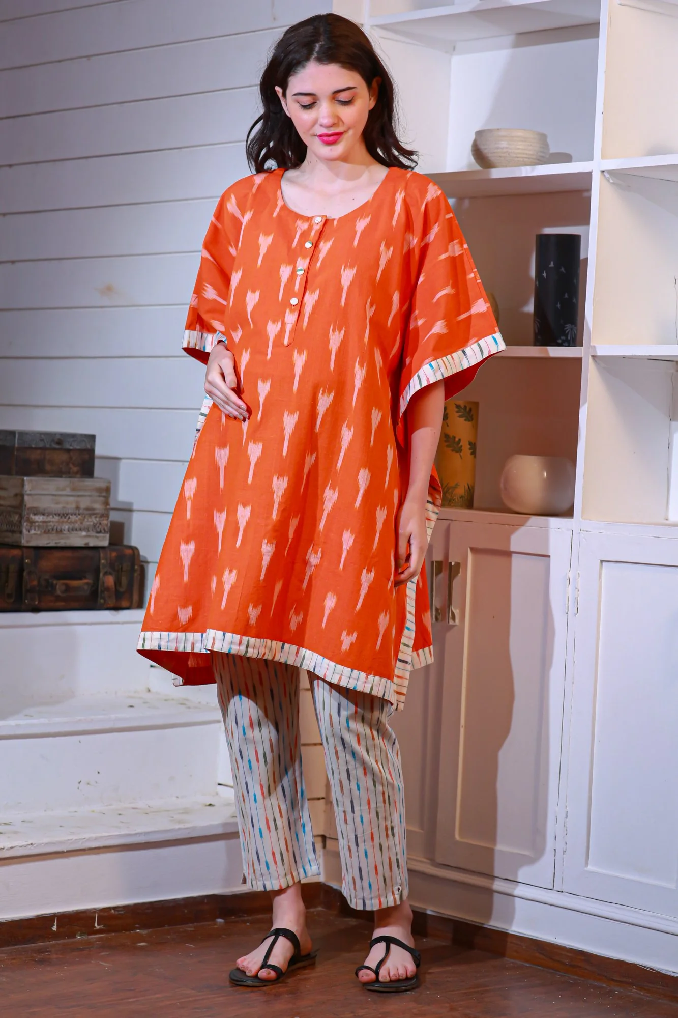 Amber Ikat Maternity & Nursing Kaftan Set - Chenance