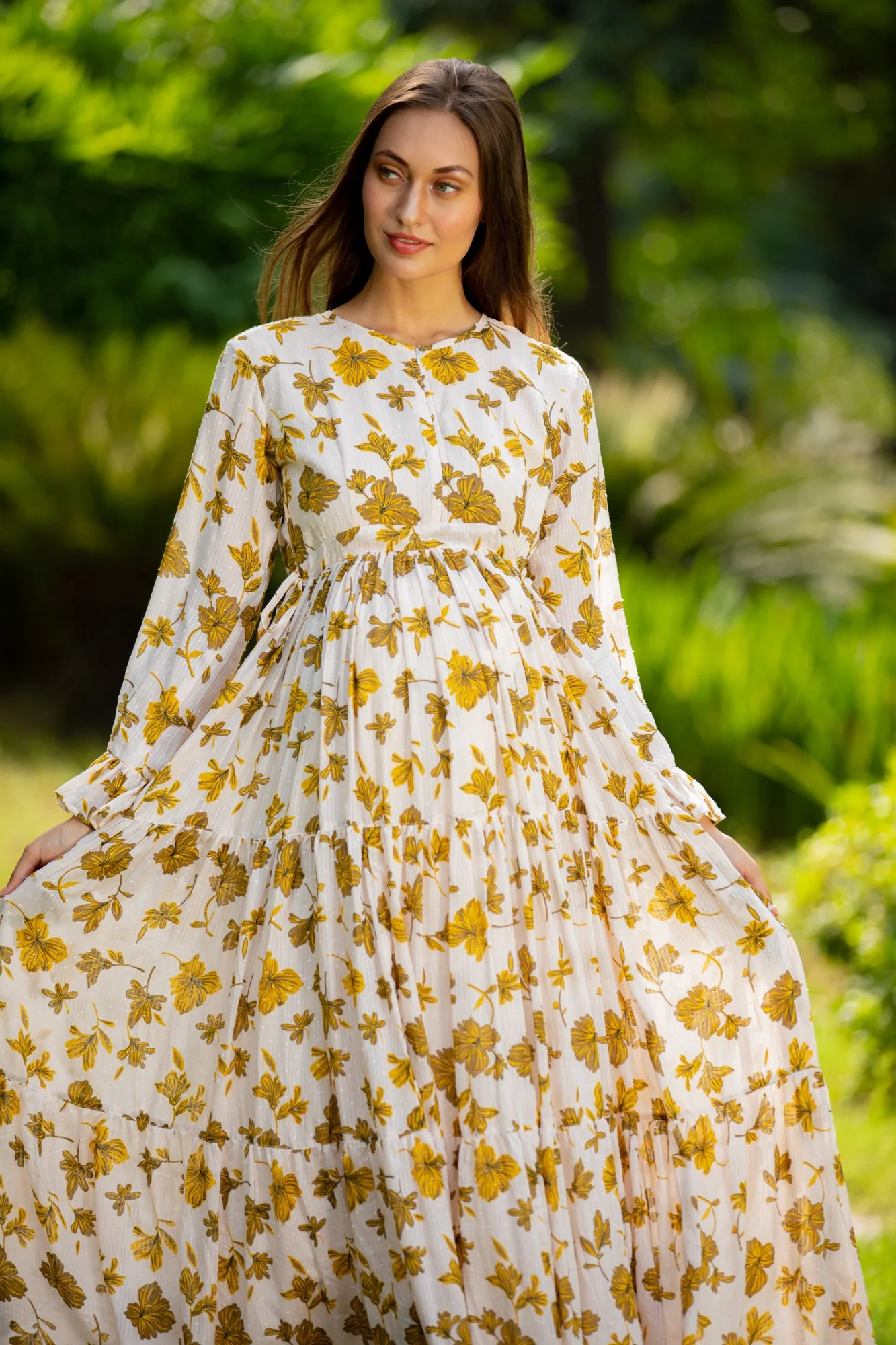 Calm Canary Maternity & Nursing Layer Dress - Chenance