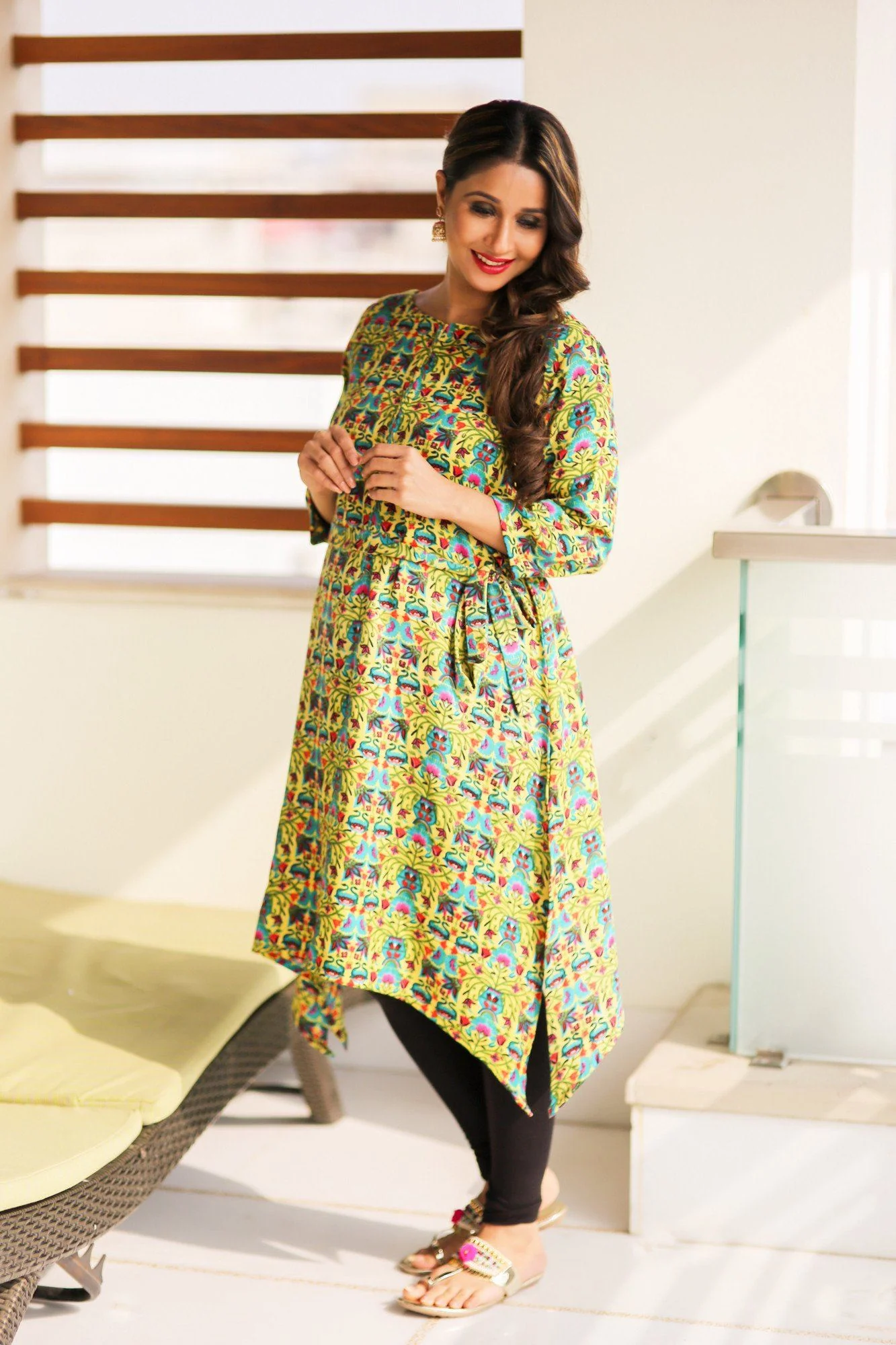 Happy Yellow Front Zip Maternity & Nursing Kurta - Chenance