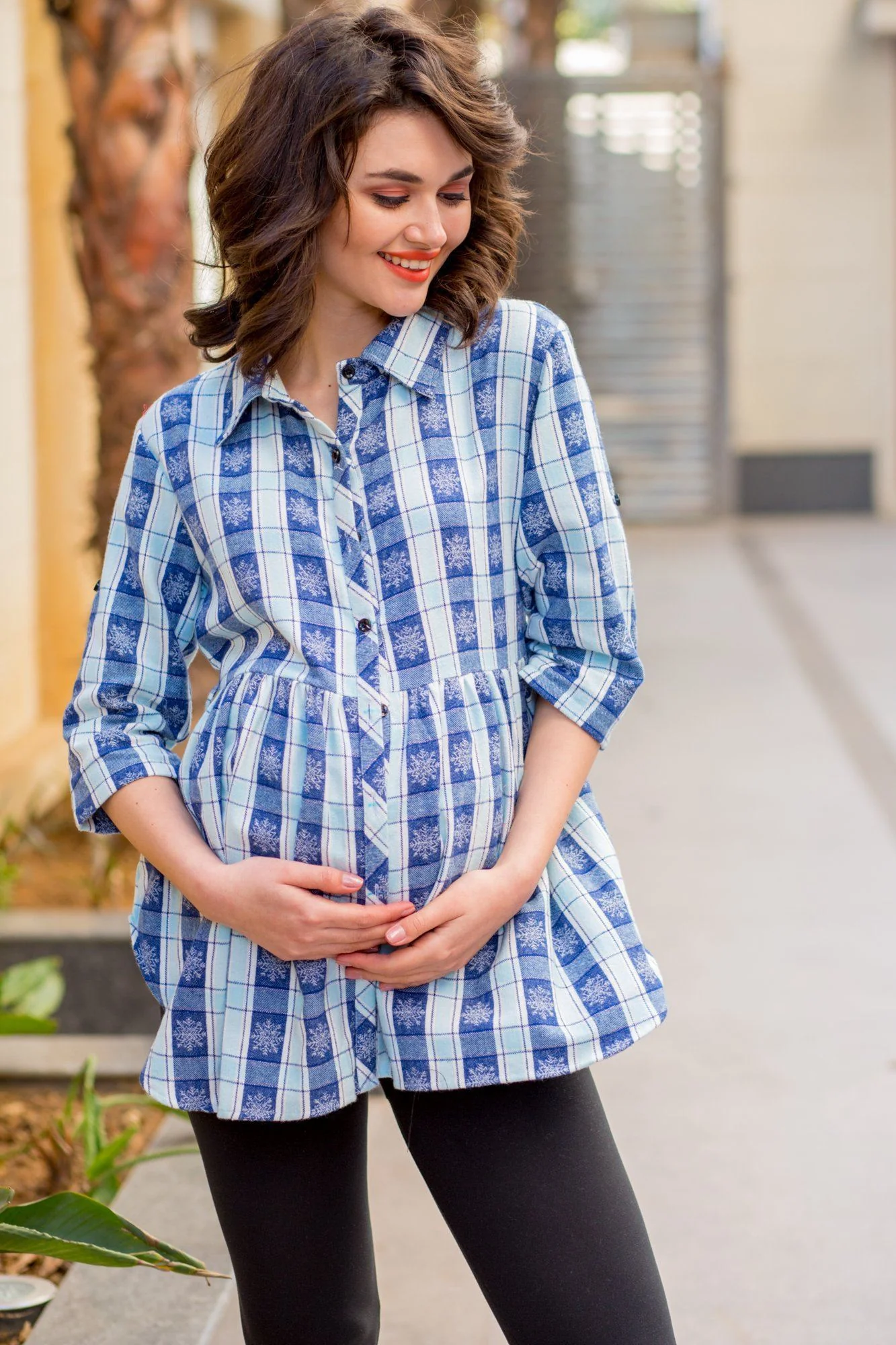 Snow Flake Warm Viscose Maternity Shirt - Chenance