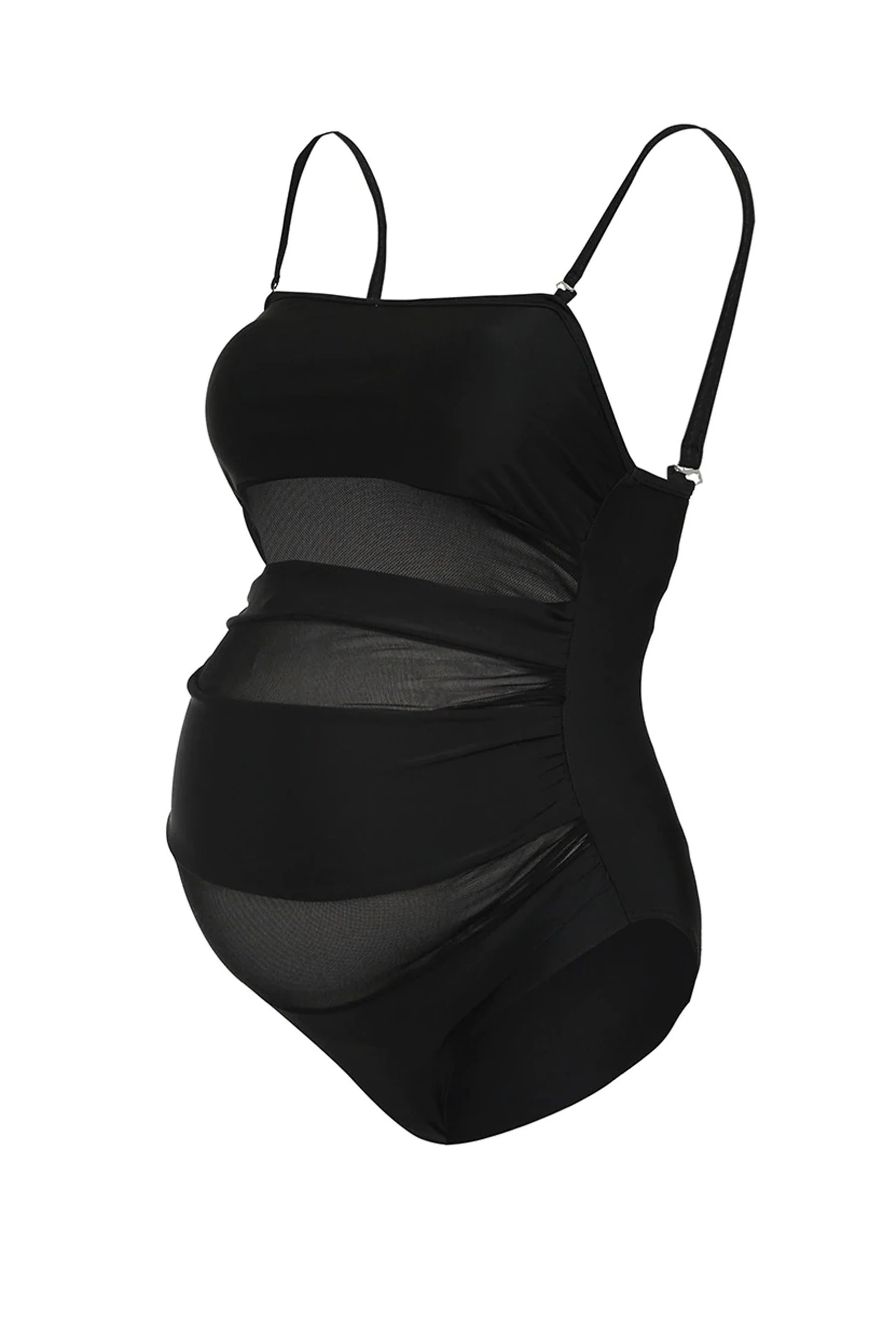 Chic Black Sheer Maternity Swimsuit - Chenance