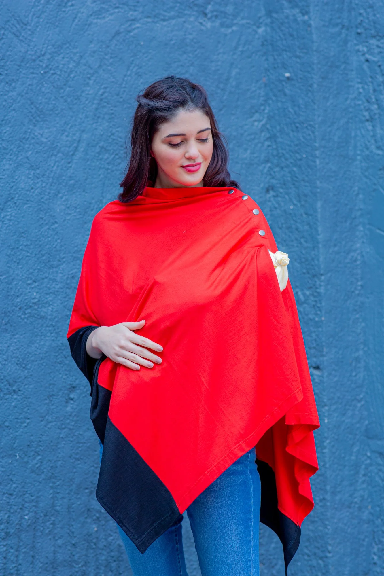 Merry Red Contrast Versatile Nursing Stole - Chenance
