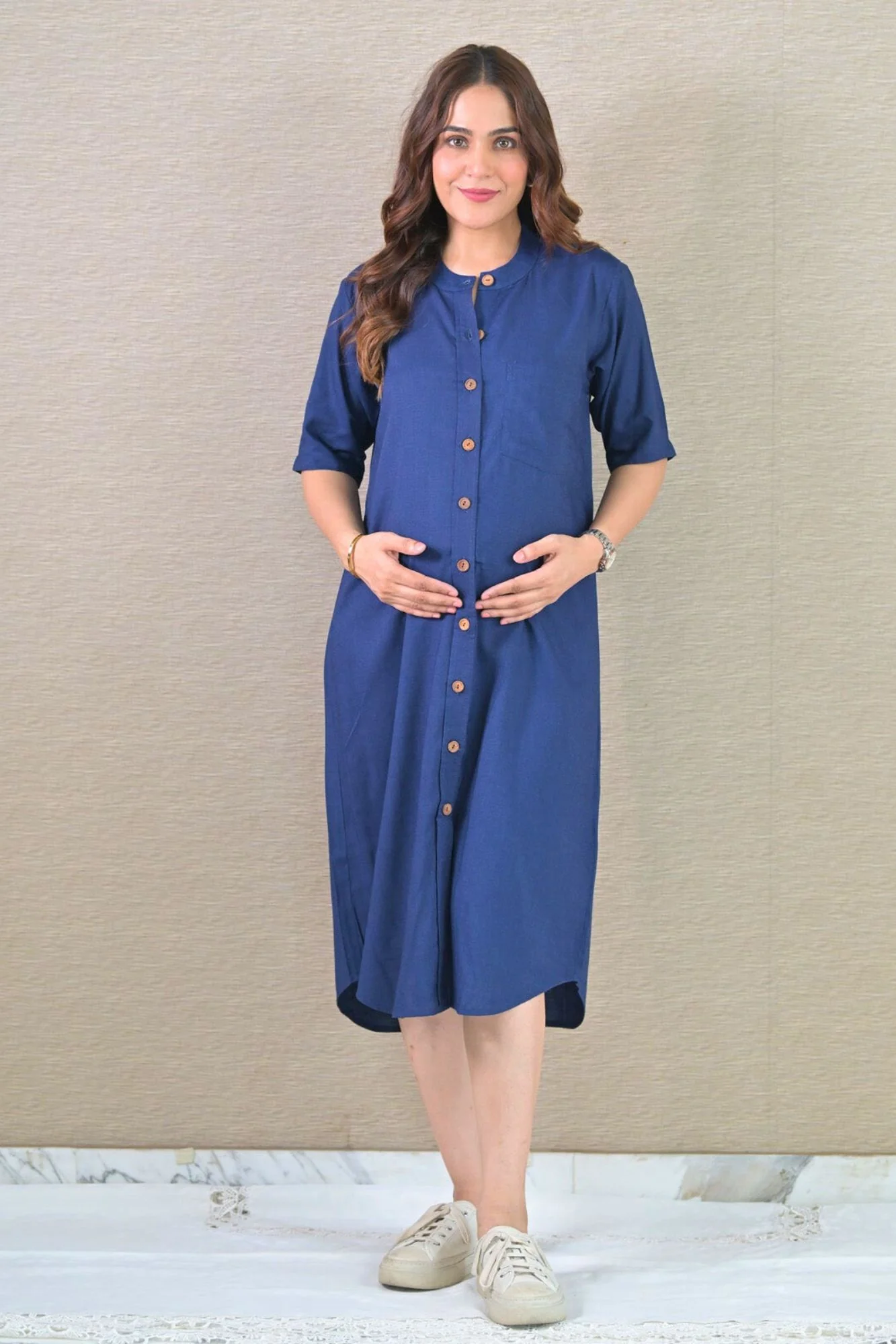 Denim Ease Maternity & Nursing Dress (100% Cotton) - Chenance