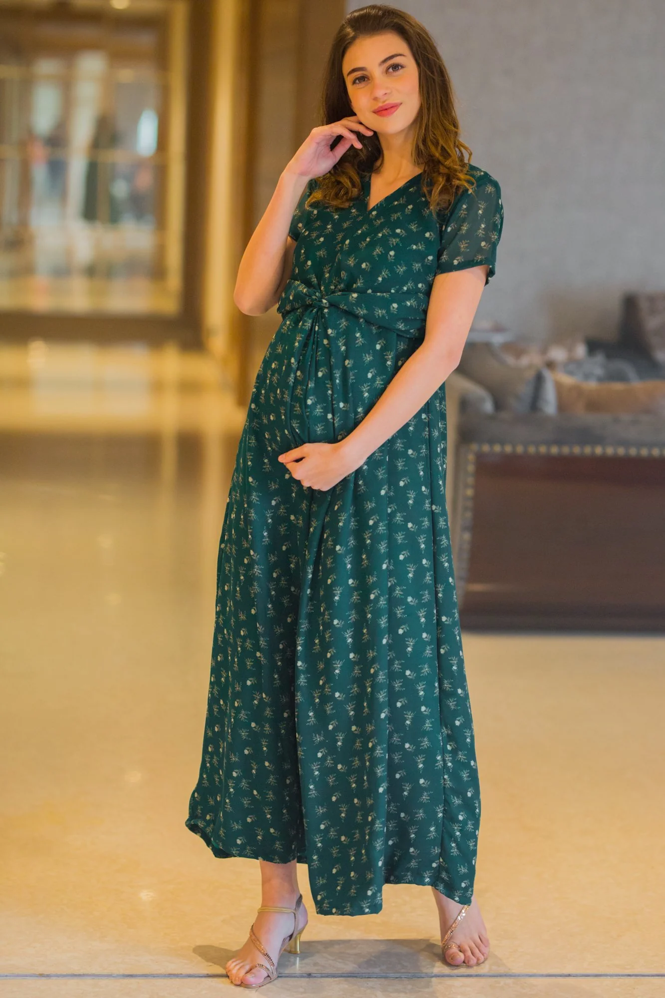 Jade Green Maternity Knot Dress - Chenance