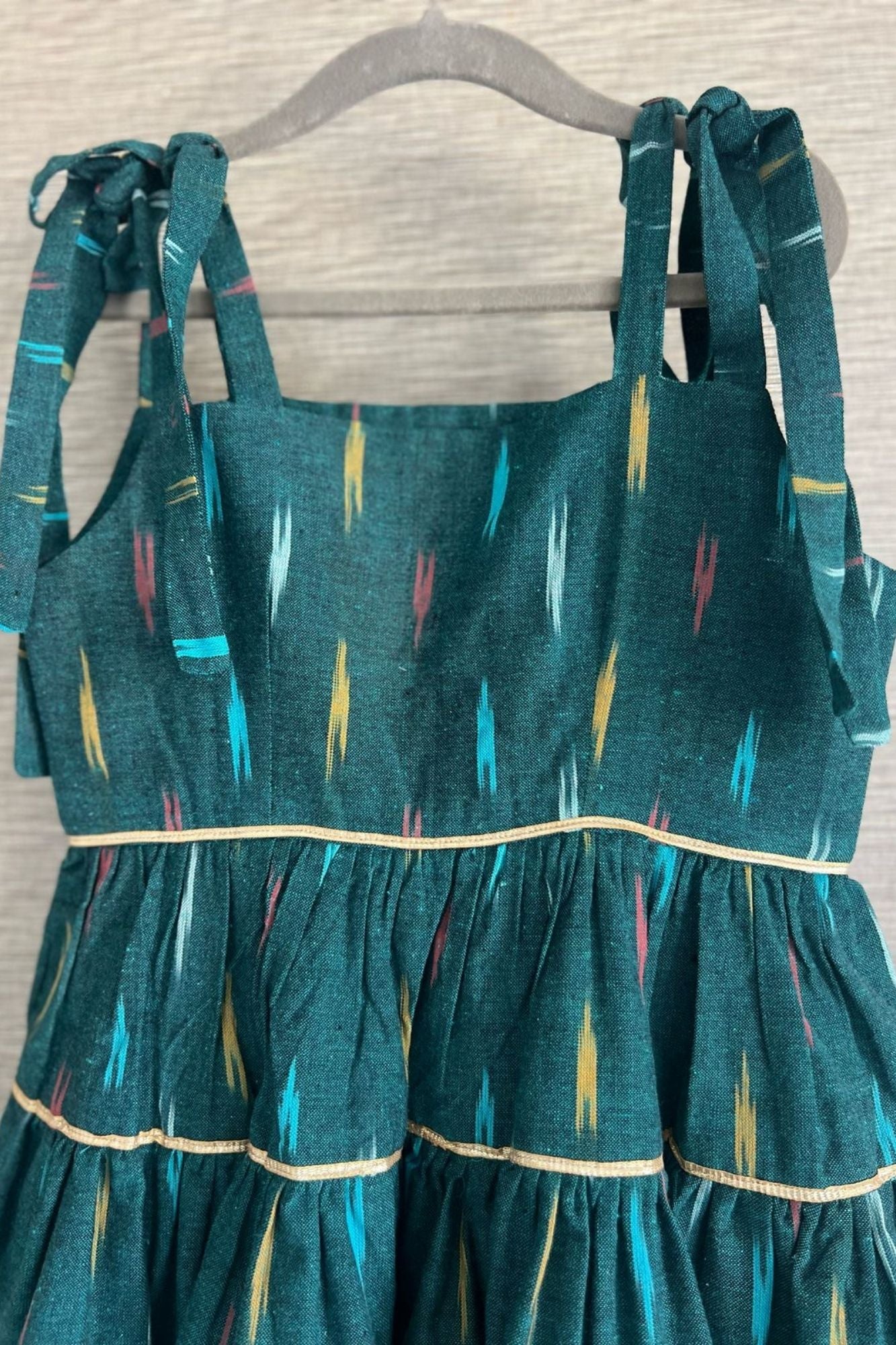 Pretty Emerald Ikat Layered Dress - Chenance