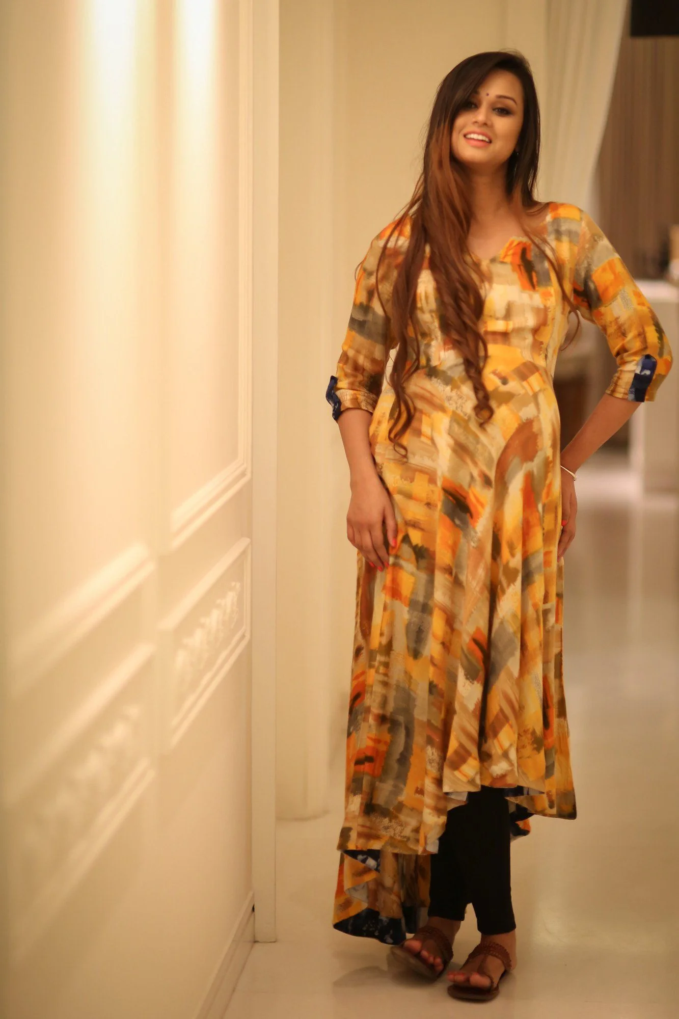 Yellow High-Low Concealed Nursing Kurta - Chenance