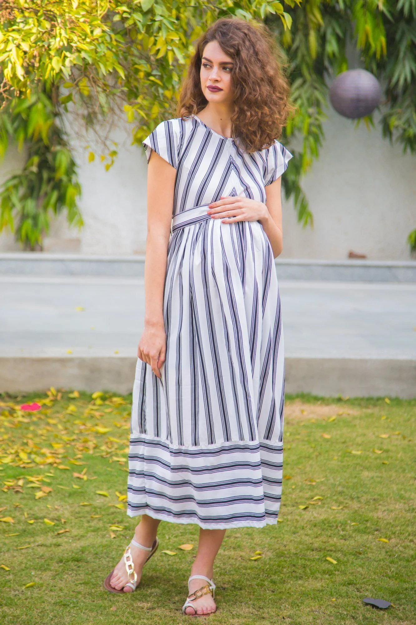 Muse Striped Maternity & Nursing Dress - Chenance
