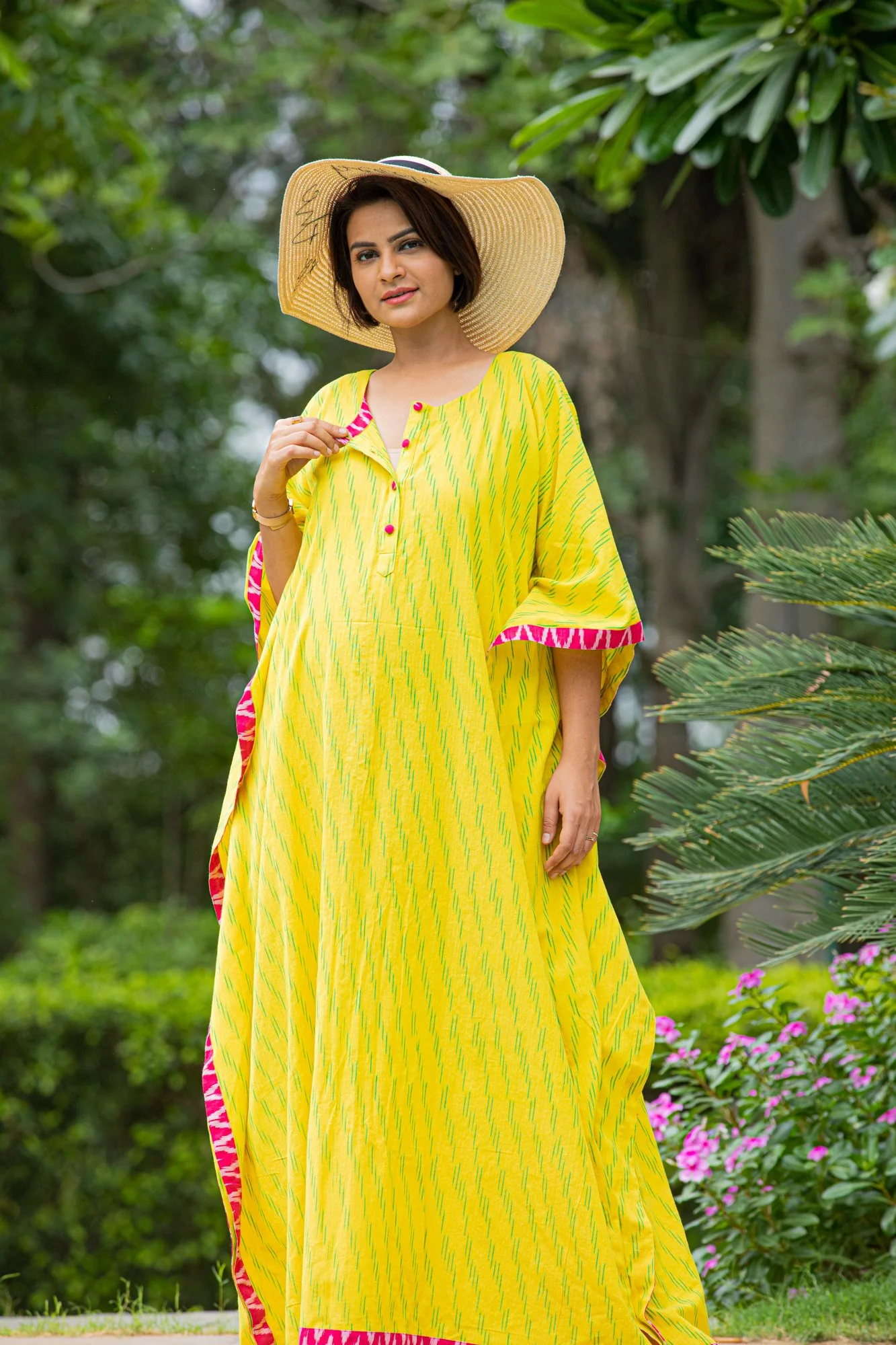 Canary Yellow Maternity & Nursing Kaftan Dress - Chenance