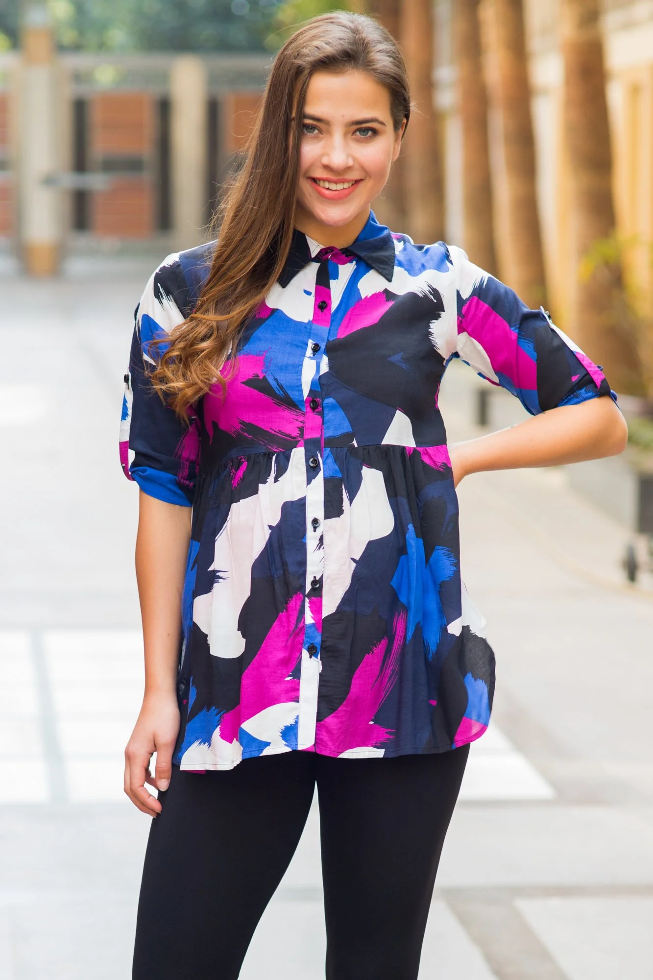 Abstract Viscose Maternity & Nursing Shirt - Chenance