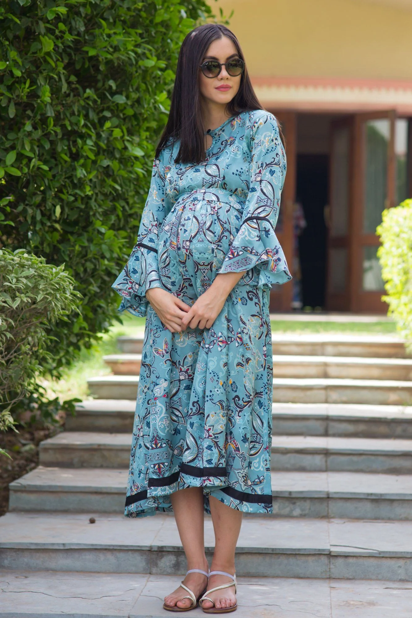 Turkish Green Maternity & Nursing Kurta Dress - Chenance