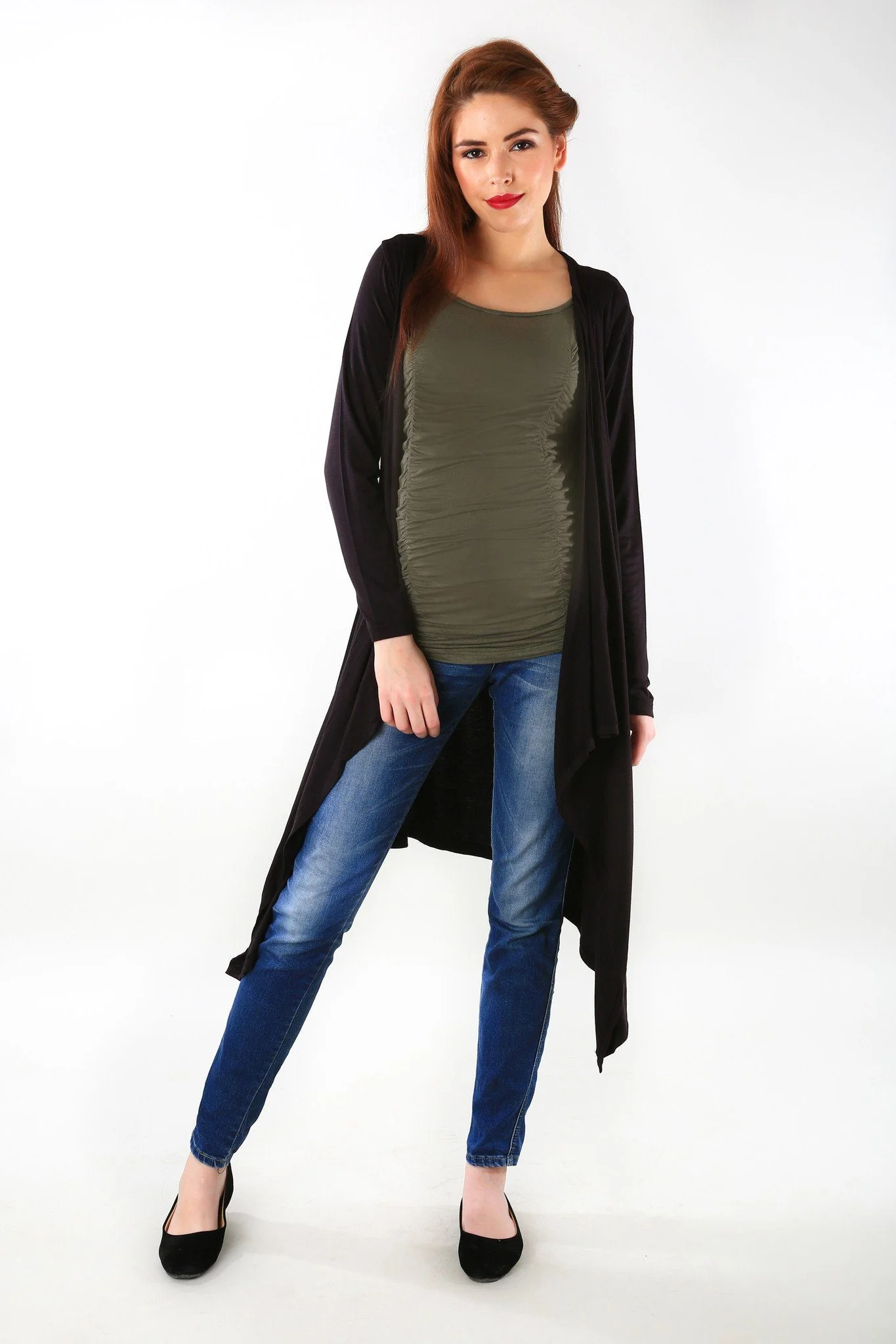 Classic Black Asymmetrical Maternity Cardigan - Chenance