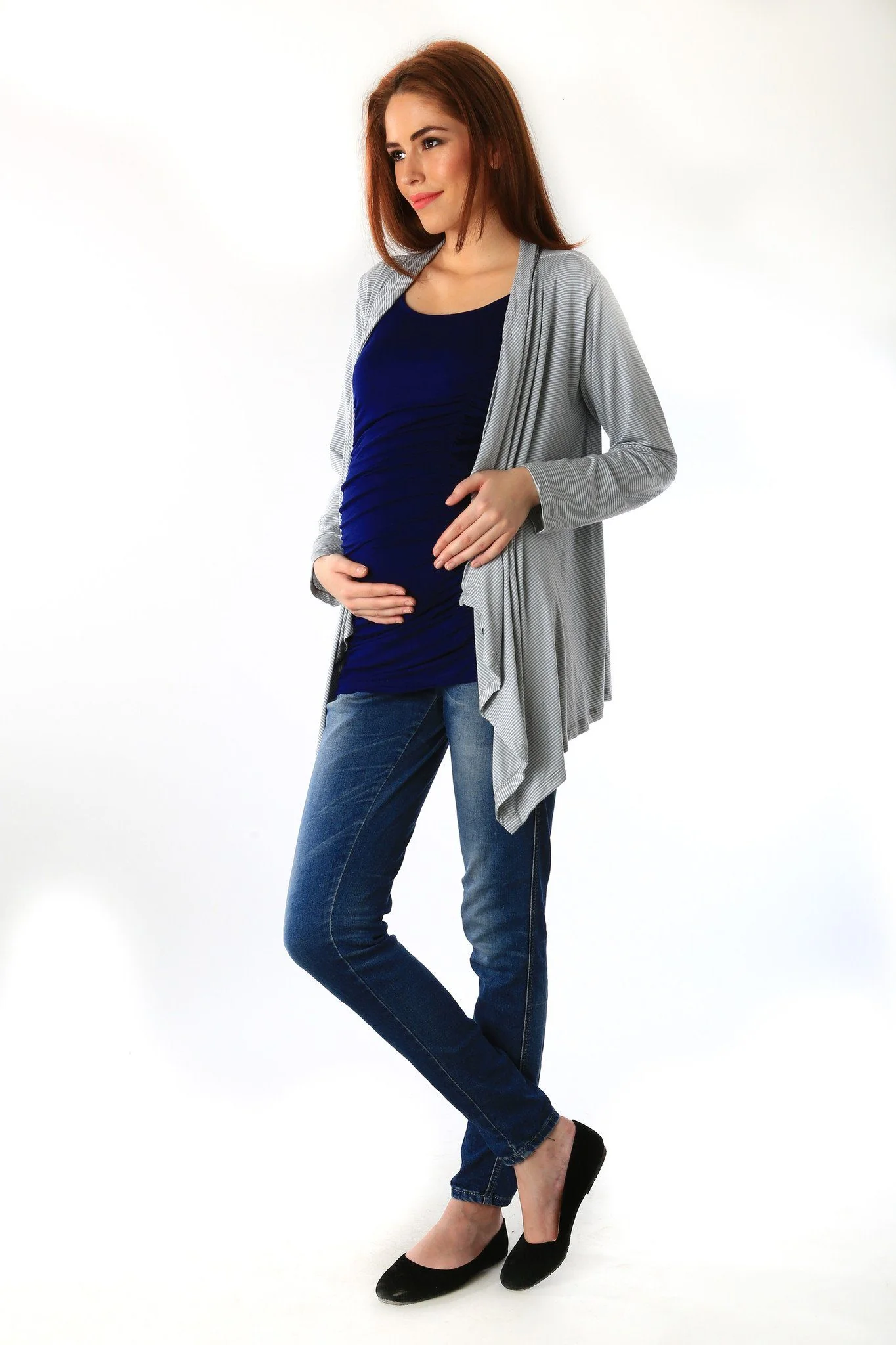 Striped Cascading Maternity Cover Up - Chenance