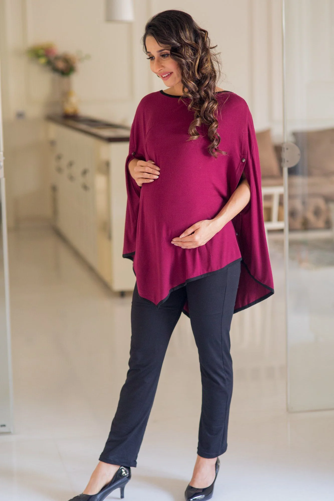 Sangria Asymmetrical Nursing Top - Chenance