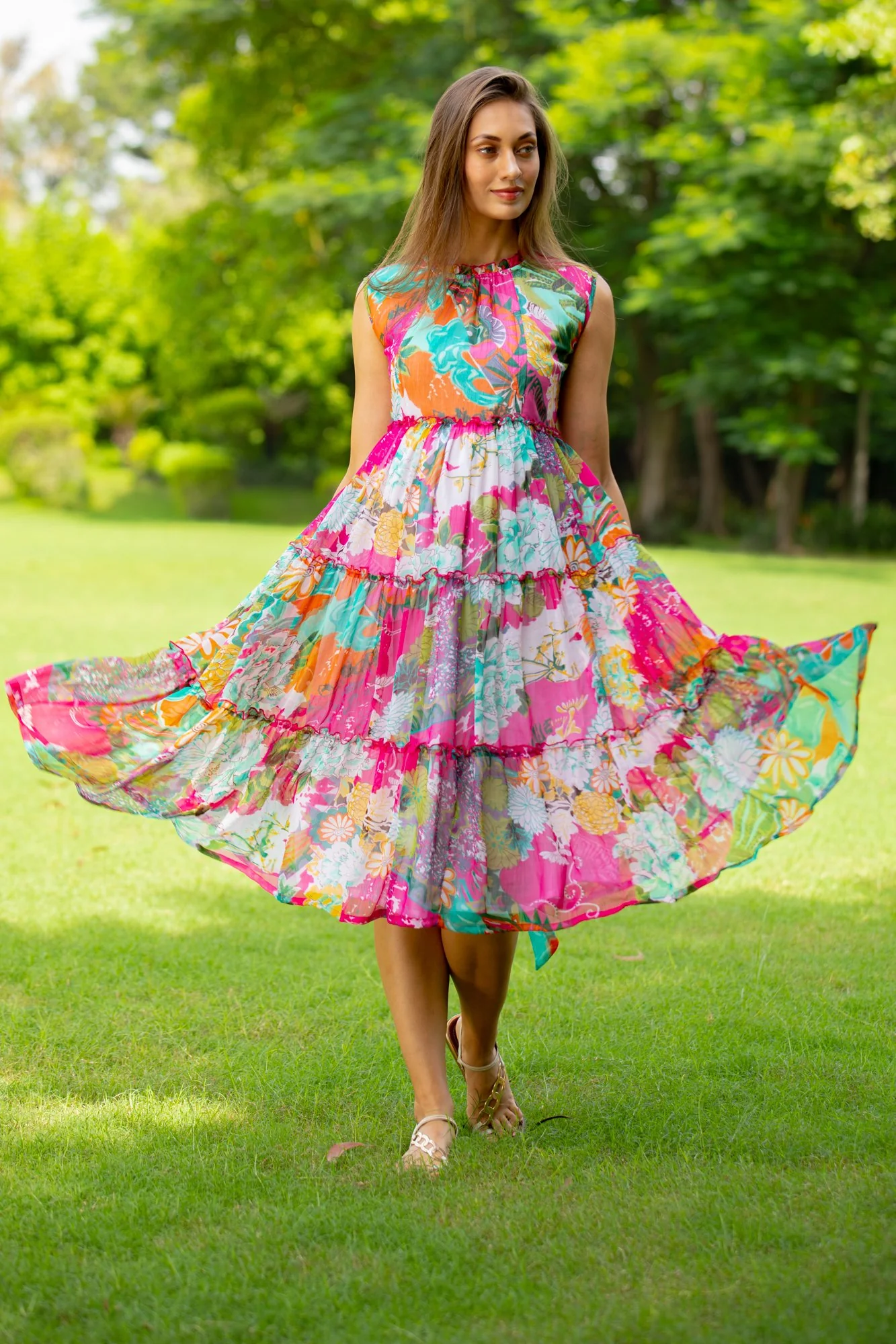 Blossom Pink Maternity & Nursing Concealed Zips Frill Dress - Chenance