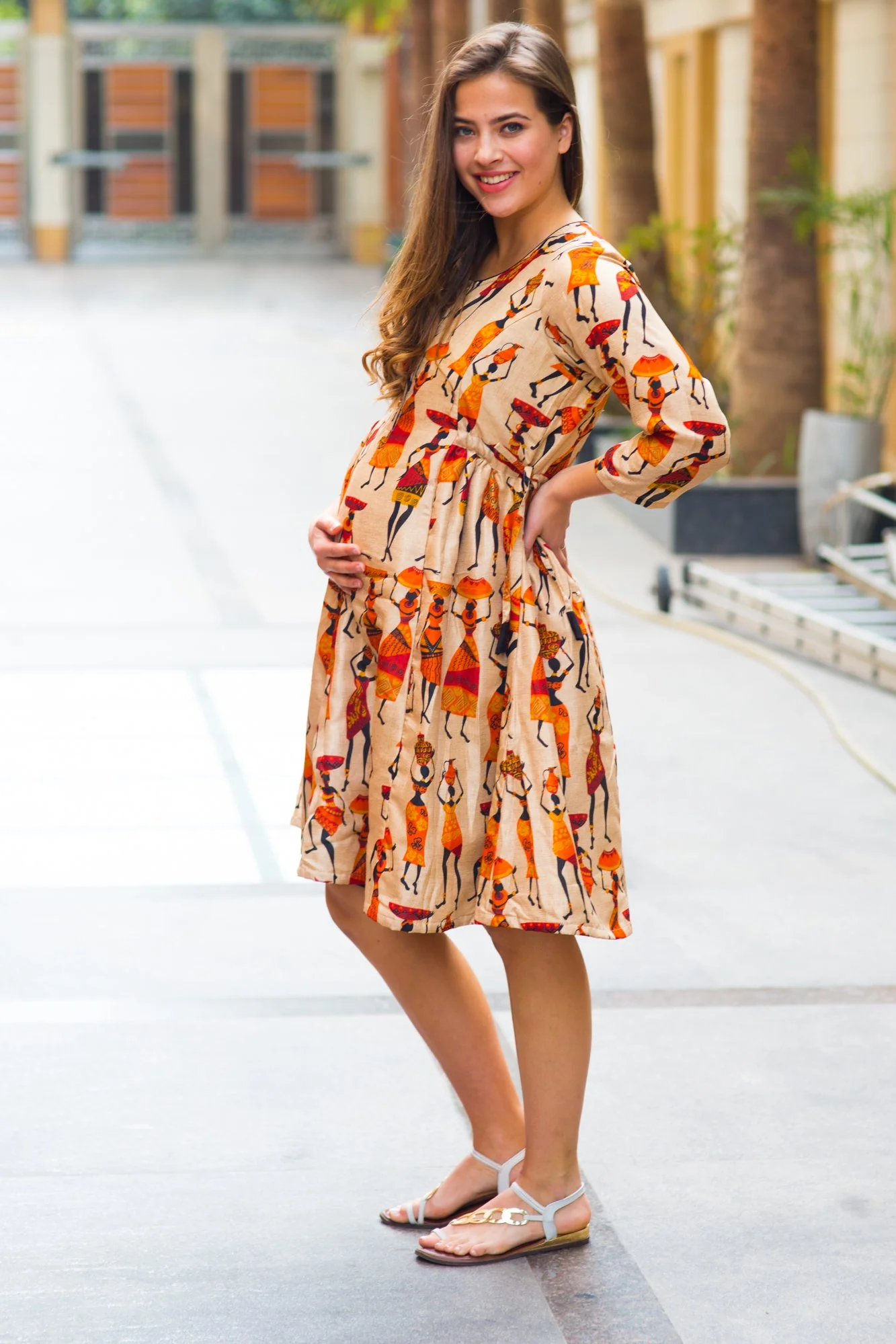 Traditional Folk Manipuri Silk Maternity & Nursing Kurta Dress - Chenance