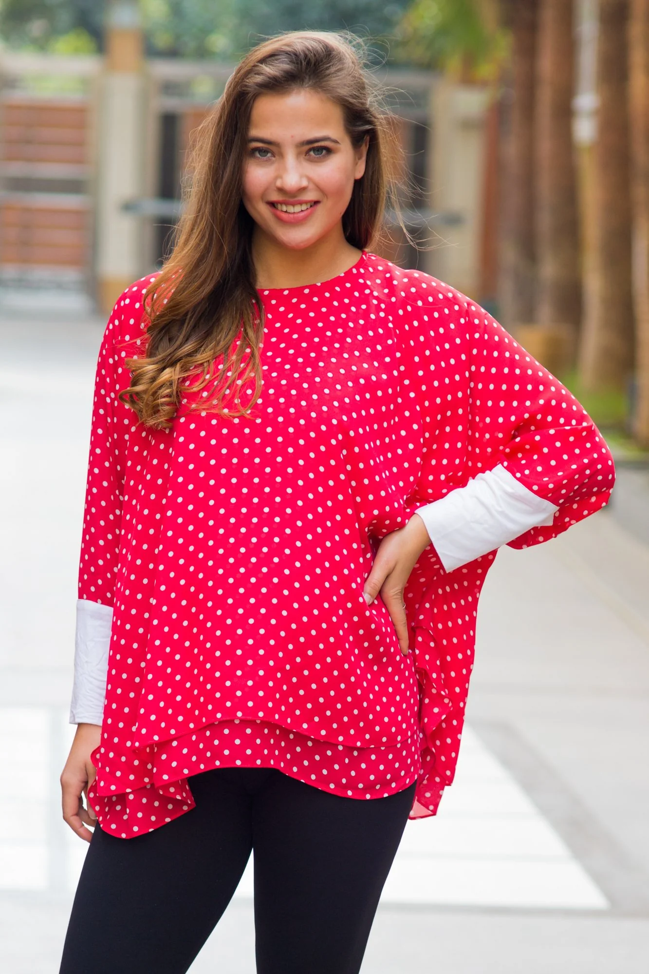 Berry Polka Layered Maternity Top - Chenance