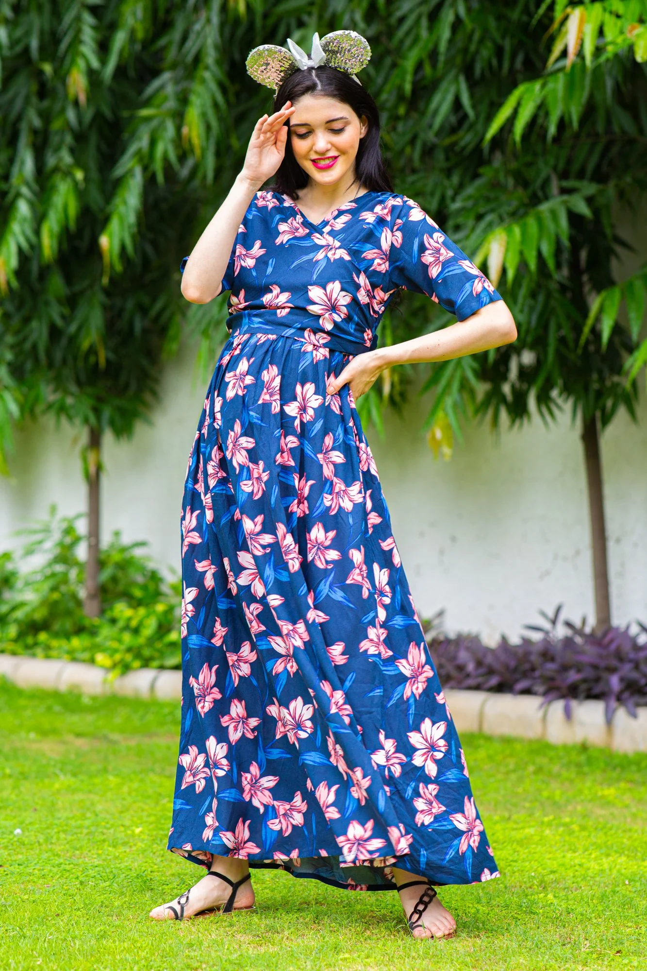 Dreamy Blue Maternity & Nursing Wrap Dress - Chenance