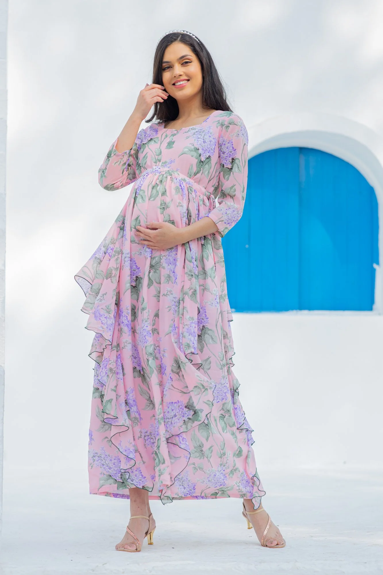 Serene Blossom Maternity & Nursing Flow Dress - Chenance