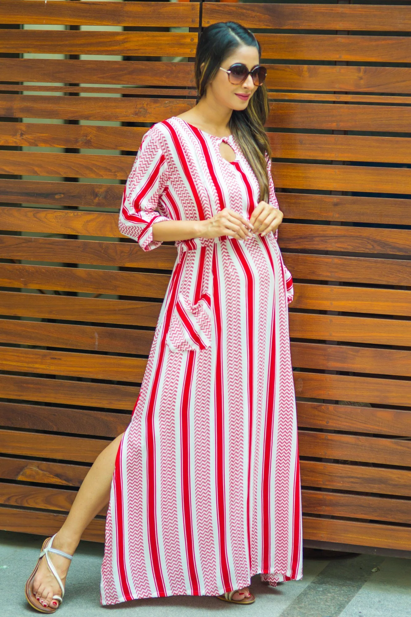 Ruby Rail Side Slit Concealed Zips Feeding Dress - Chenance