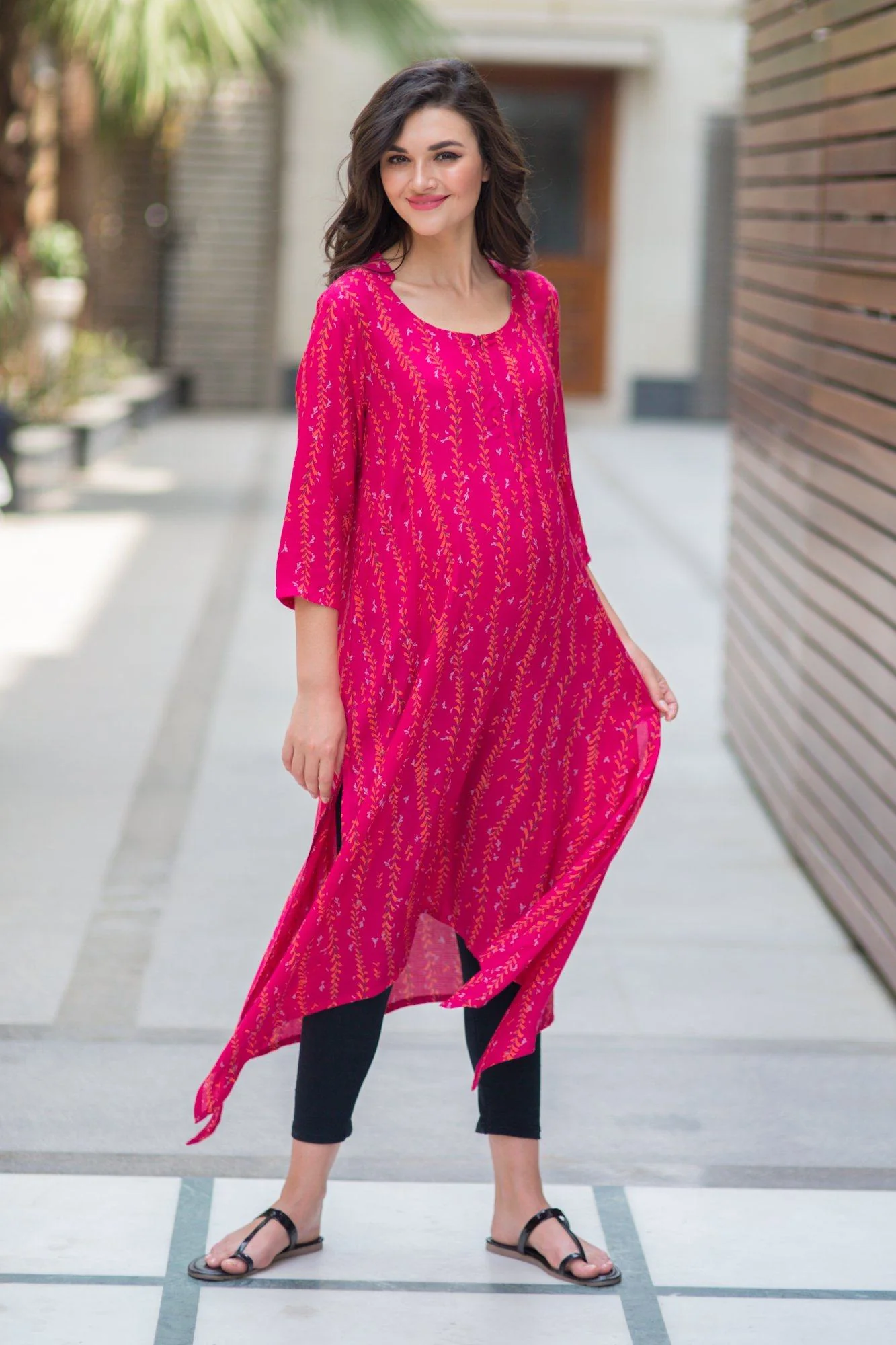 Breezy Pink Front Zip Nursing Kurta - Chenance